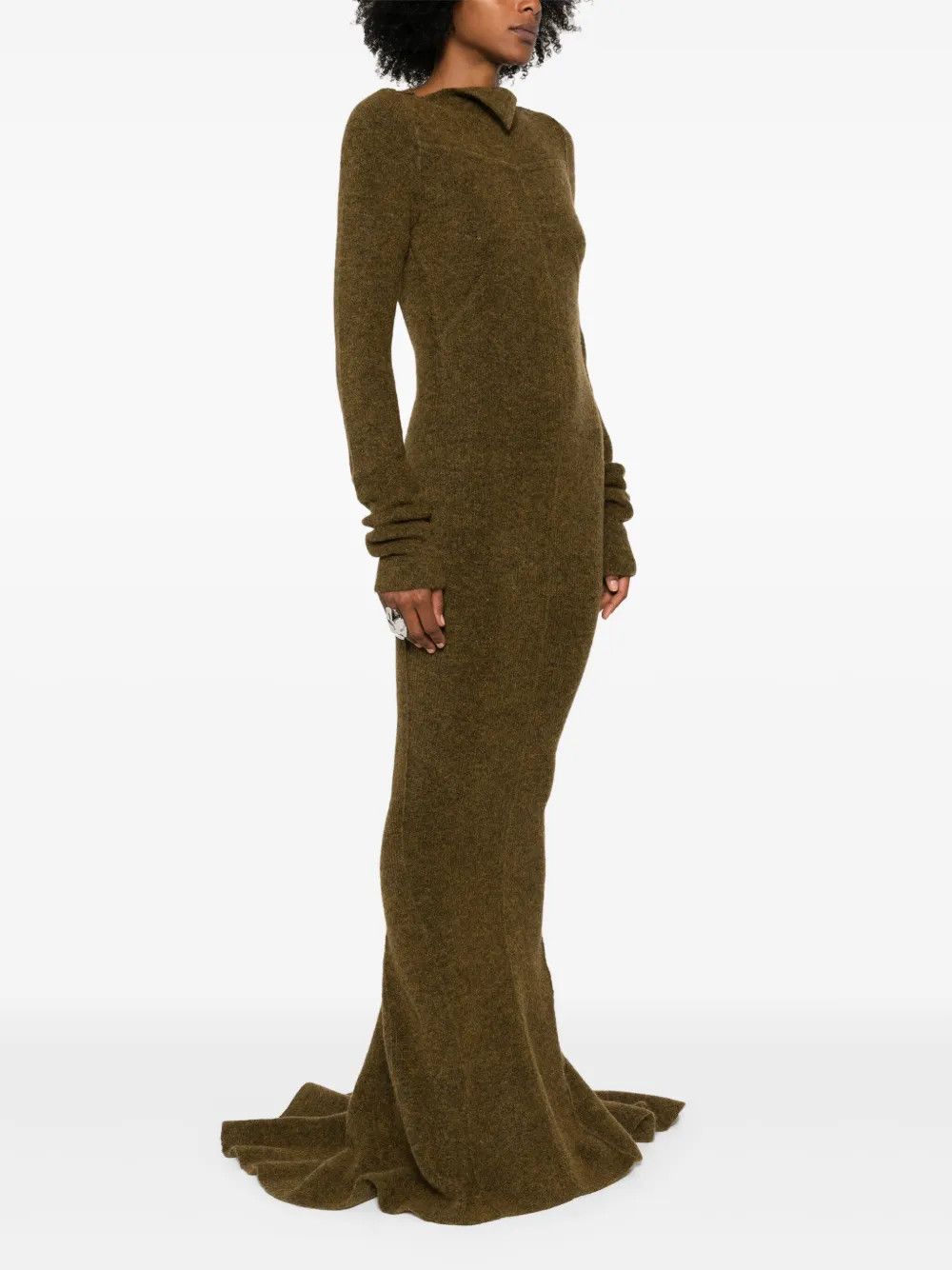 Rick Owens o1y0126 Sweater Maxi Dress in Military Green Size L / US 10 / IT 46 - 4 Thumbnail