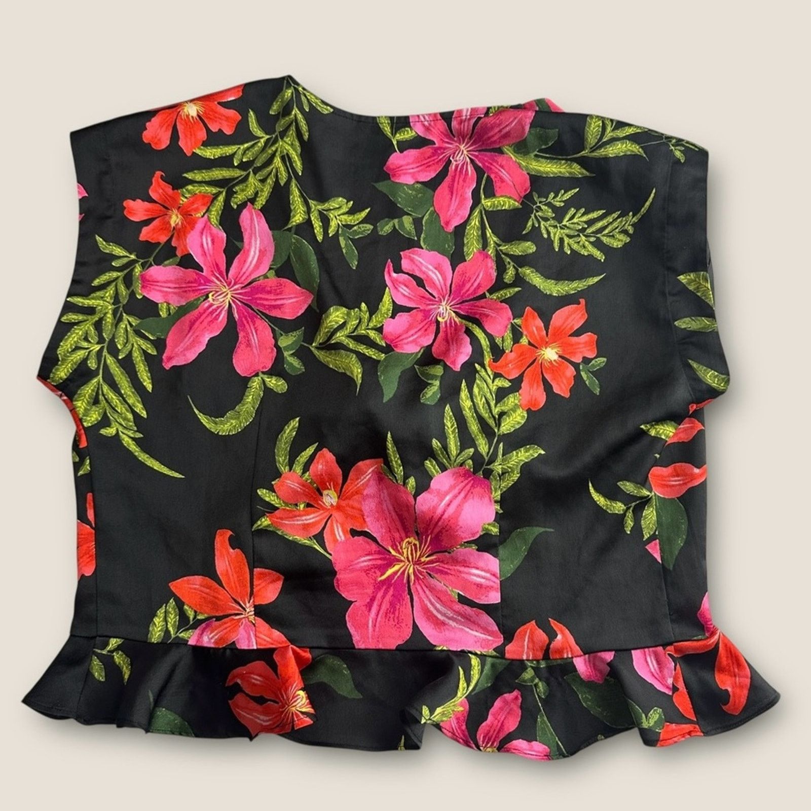 Guess Guess Tropical Print Black Tie Front Blouse Size Small Size S / US 4 / IT 40 - 4 Thumbnail