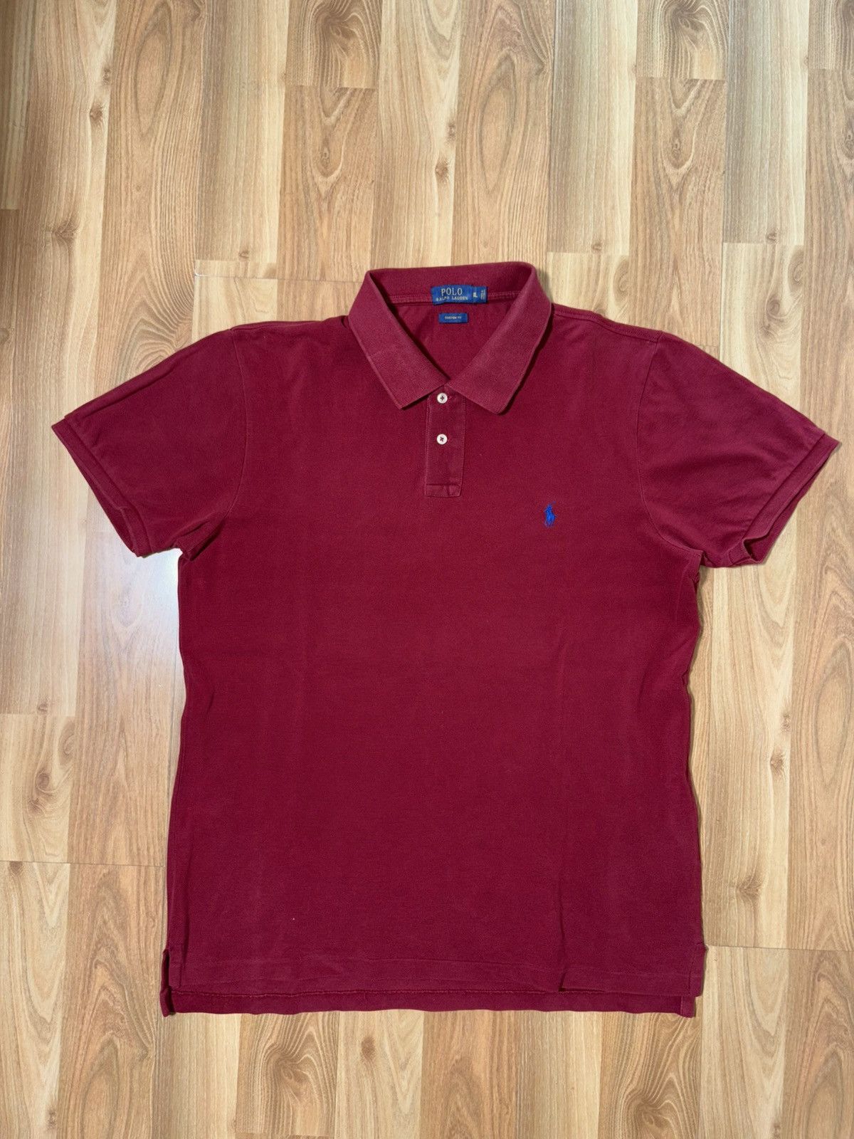 Polo Ralph Lauren VTG Polo Ralph Lauren Custom Fit Pique Polo Burgundy XL Size US XL / EU 56 / 4 - 1 Thumbnail