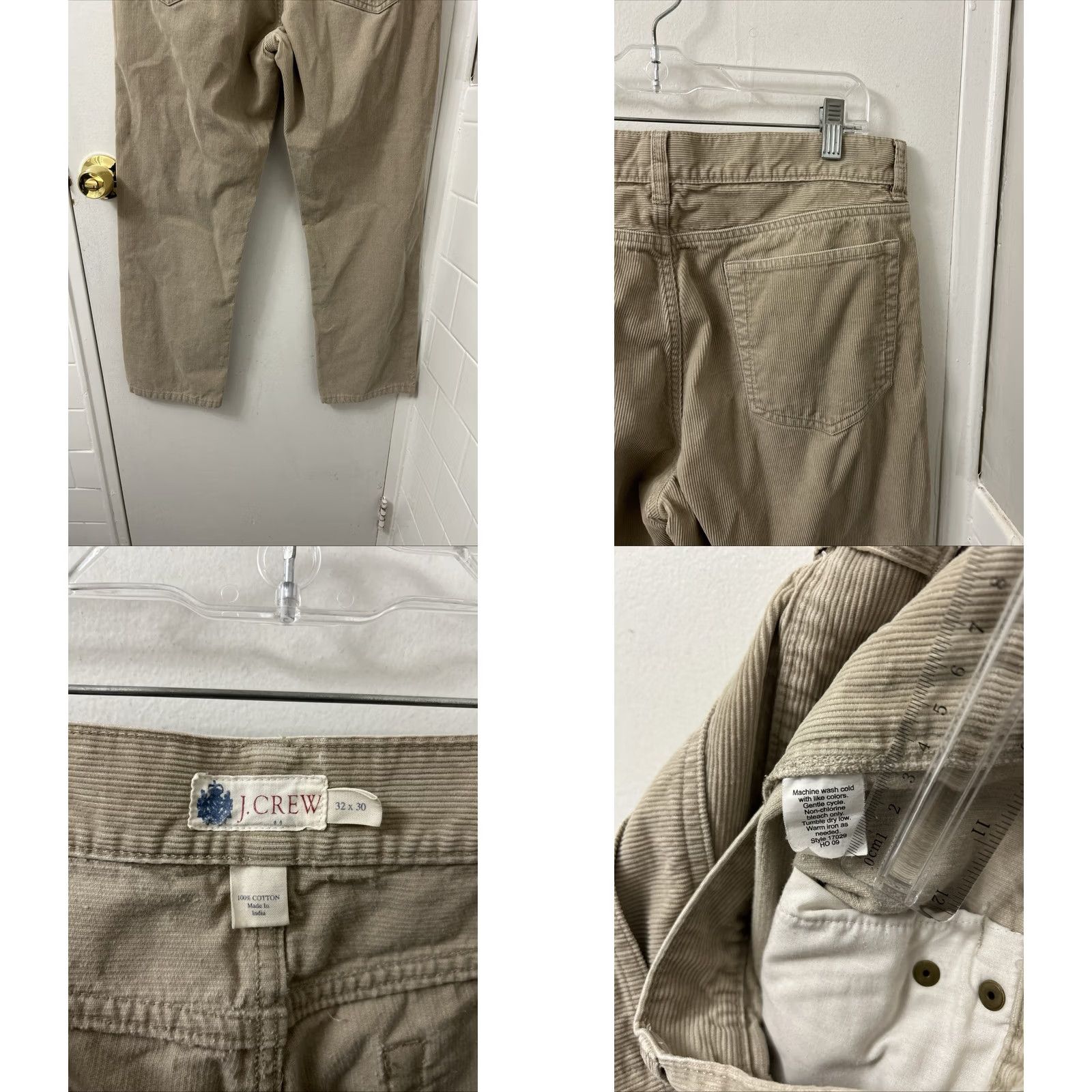 Vintage VTG J Crew Corduroy Pants Mens 32x27 Tan Beige Straight Leg Holiday 09 Y2K Size US 32 / EU 48 - 8 Thumbnail