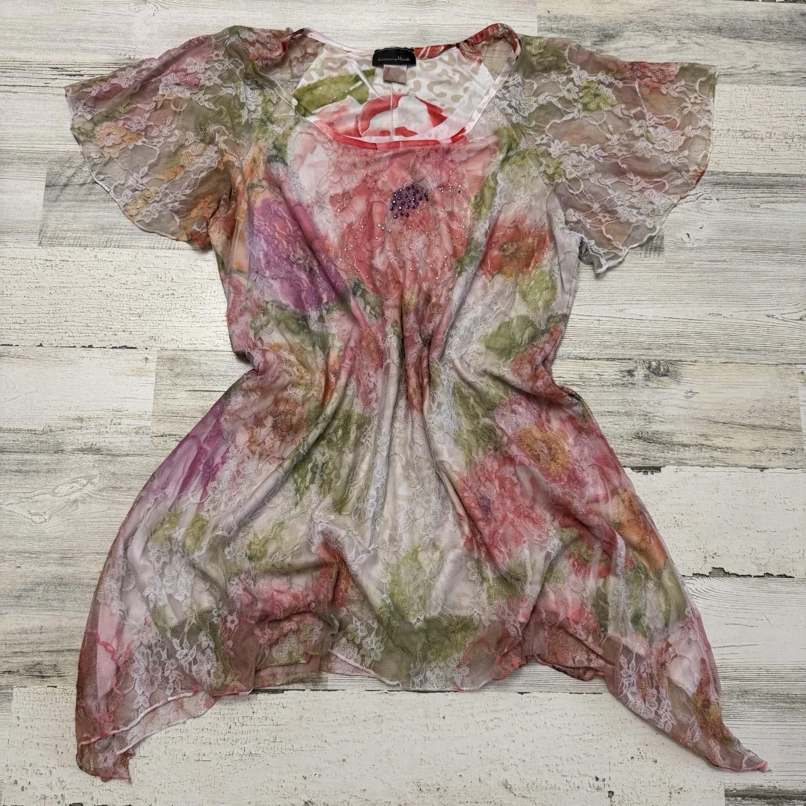 Designer Fairy Whimsical Lace Floral Y2k Top Large Size L / US 10 / IT 46 - 1 Thumbnail