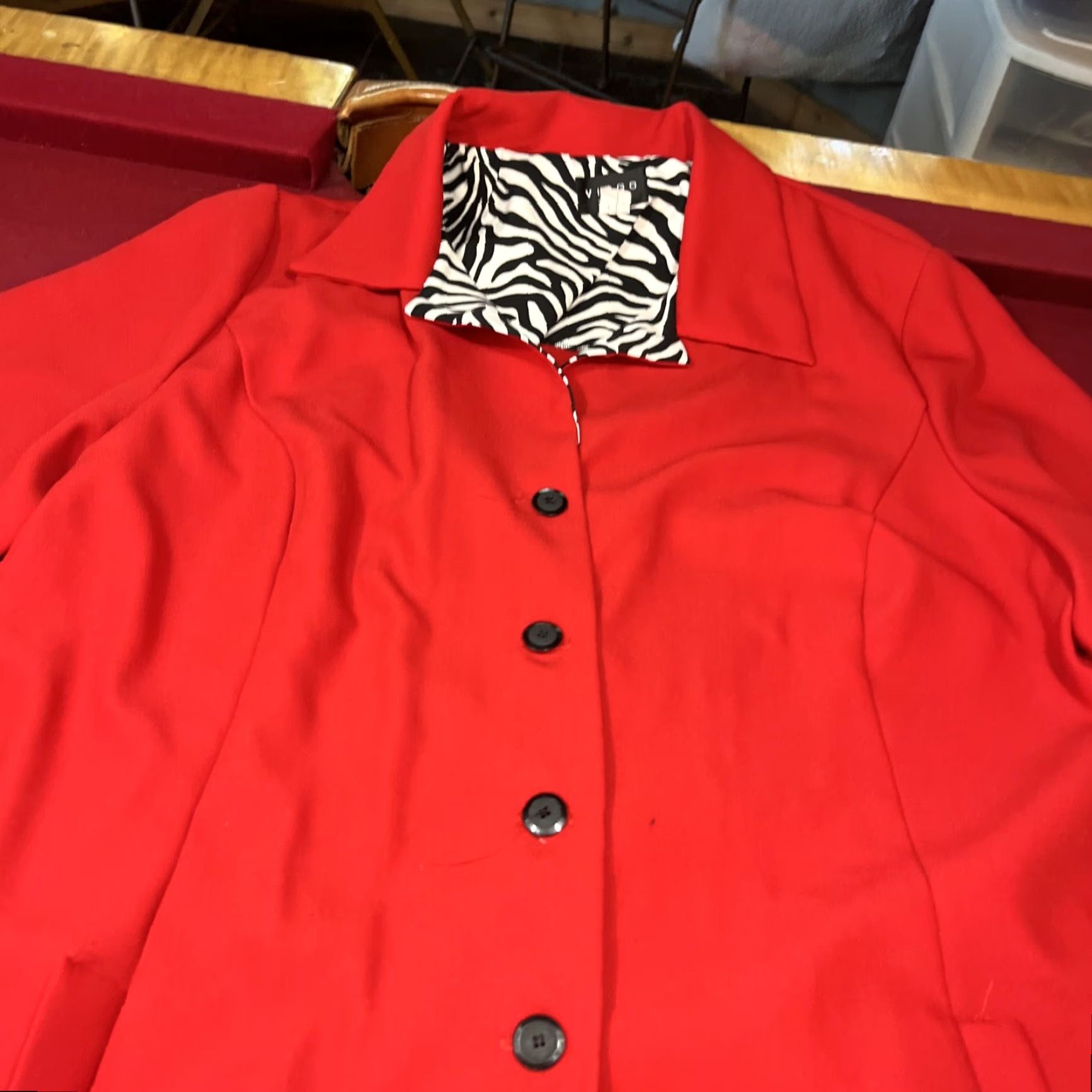 Vintage VIRGO WOMAN 2XL Long Red Button Jacket Duster Zebra Print Lining Trench Coat Unisex Adults Size XXL / US 16-18 / IT 52-54 - 6 Thumbnail