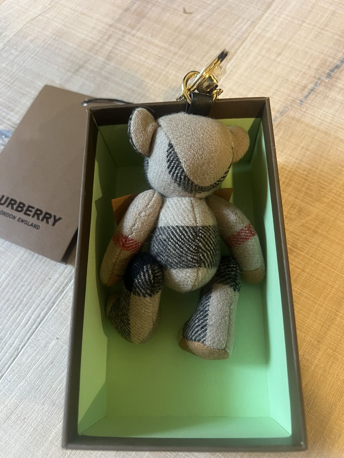 Burberry Monogram teddy bear keyring in grey and cream keychain Size ONE SIZE - 2 Thumbnail