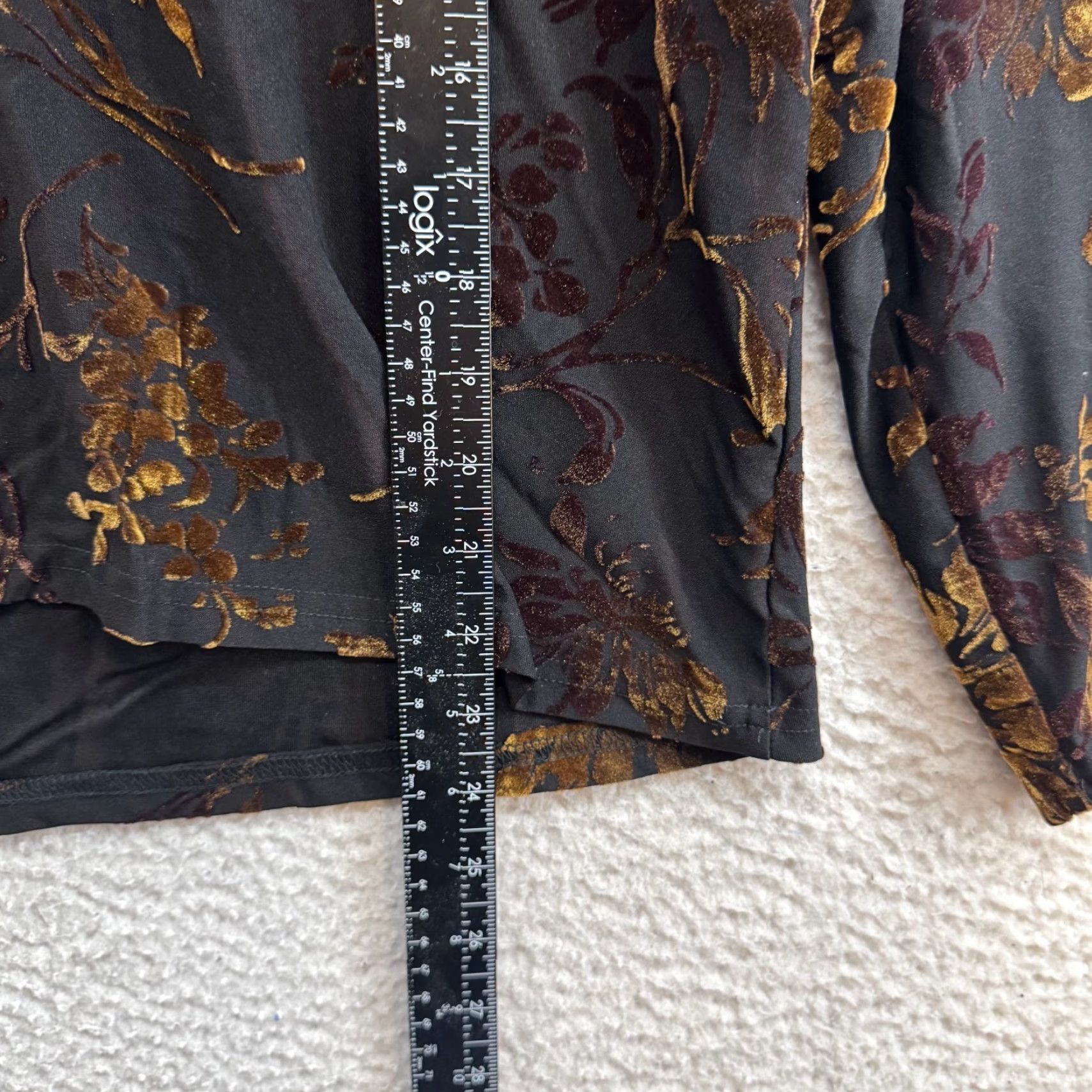 Vintage VINTAGE 1990s Claudia Richard Shirt XL Black Floral Slinky Stretch Long Sleeve V-Neck Boho Grunge Mens? Size XL / US 12-14 / IT 48-50 - 5 Thumbnail