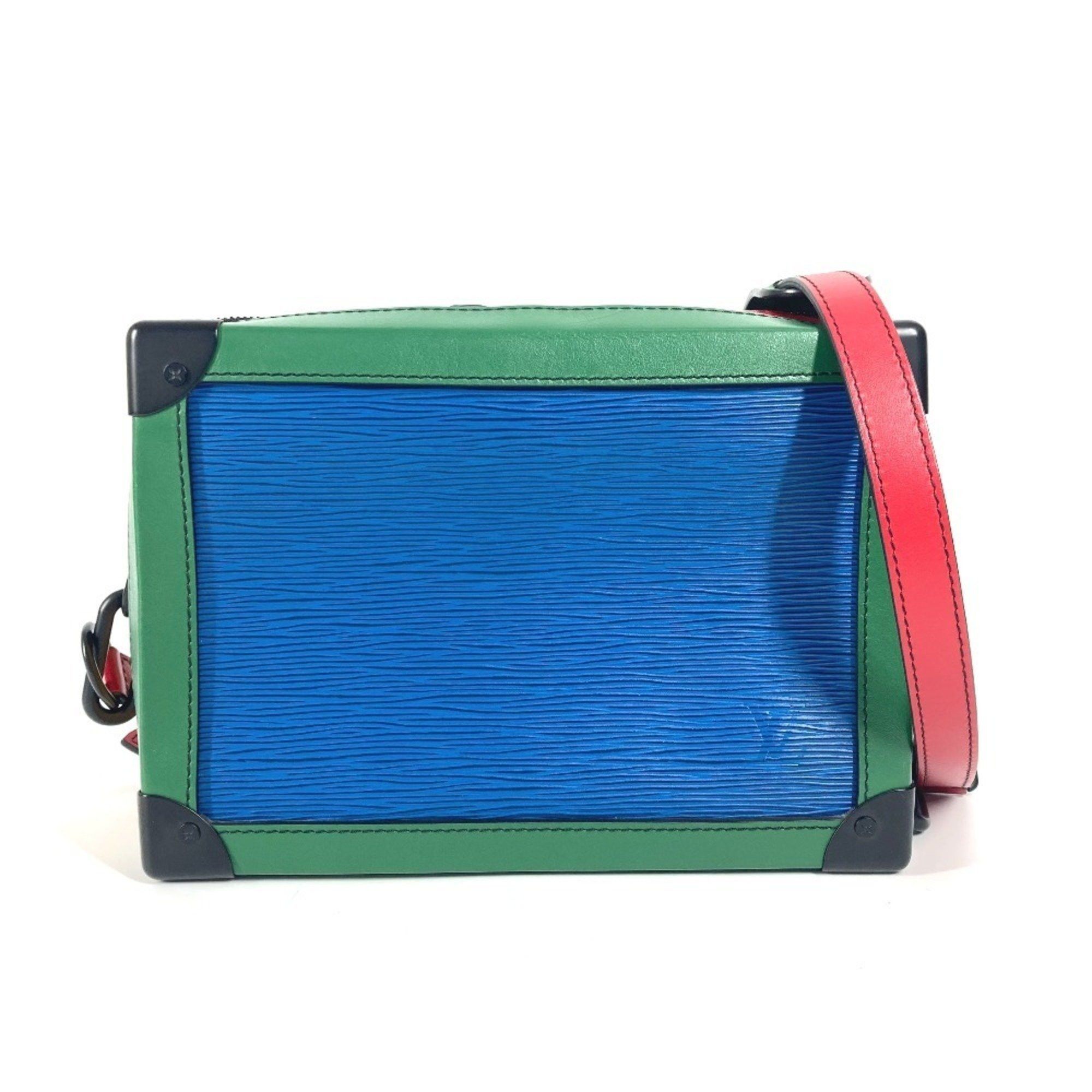 Louis Vuitton M55568 Epi Tricolor Soft Trunk Bag Crossbody Pochette Box Shoulder Leather Men's Women's Blue X Green in Black