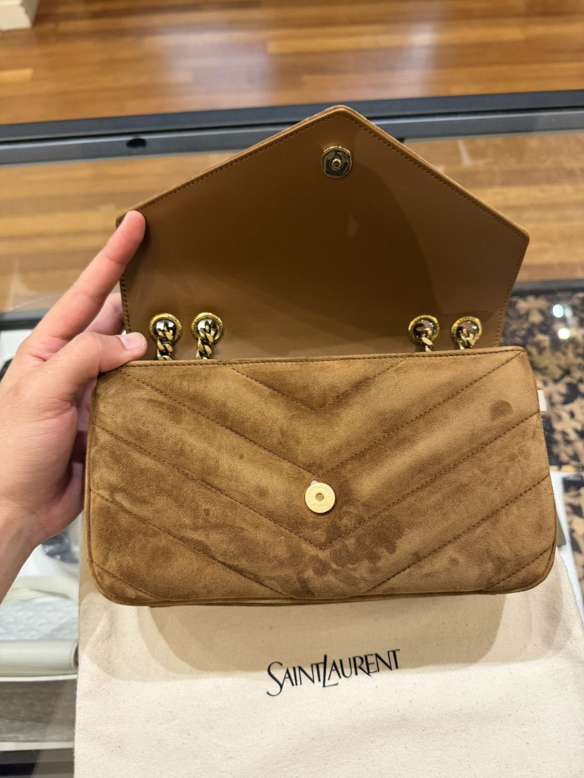 Yves Saint Laurent Saint Laurent Matelassé Suede Small LouLou Bag Size ONE SIZE - 7 Thumbnail