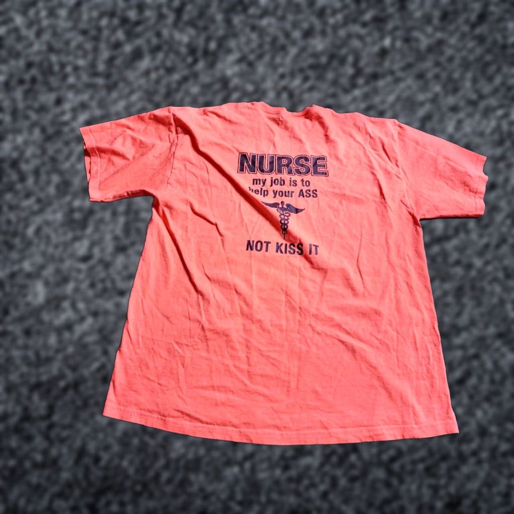 Soffe Soffe T-Shirt Mens XL Nurse My Job Is To Help Your ASS Funny Shirt Orange 2010s Patriotic Graphic Tee Short Sleeve Crew Neck Preshrunk Cotton Size US XL / EU 56 / 4 - 1 Thumbnail
