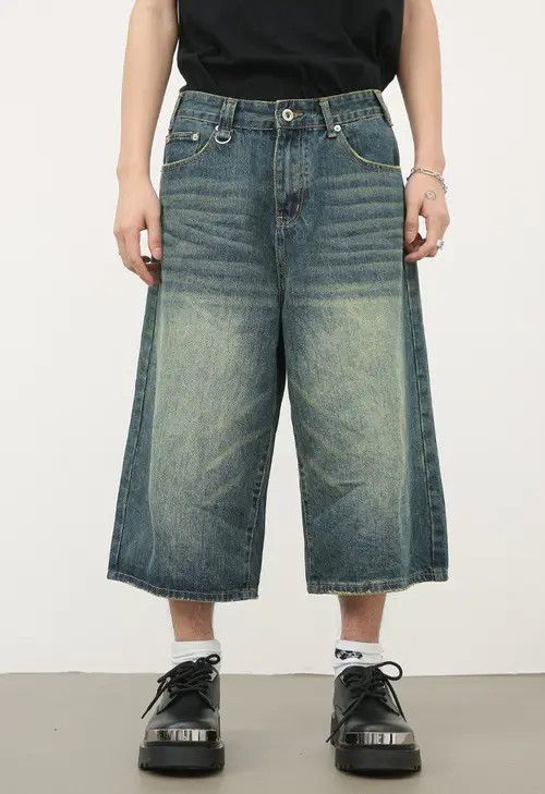 Japanese Brand × Jean Washed vintage distressed straight denim shorts Size US 32 / EU 48 - 3 Thumbnail