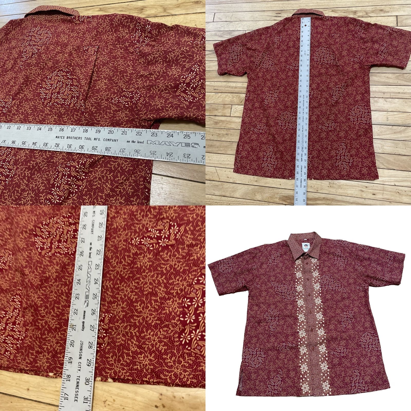 Vintage VINTAGE KERIS Fashion Hawaiian Shirt Men L Floral Tribal Stripe Orange Red Cotton Short Sleeve Button-Up Collared Size US L / EU 52-54 / 3 - 8 Thumbnail