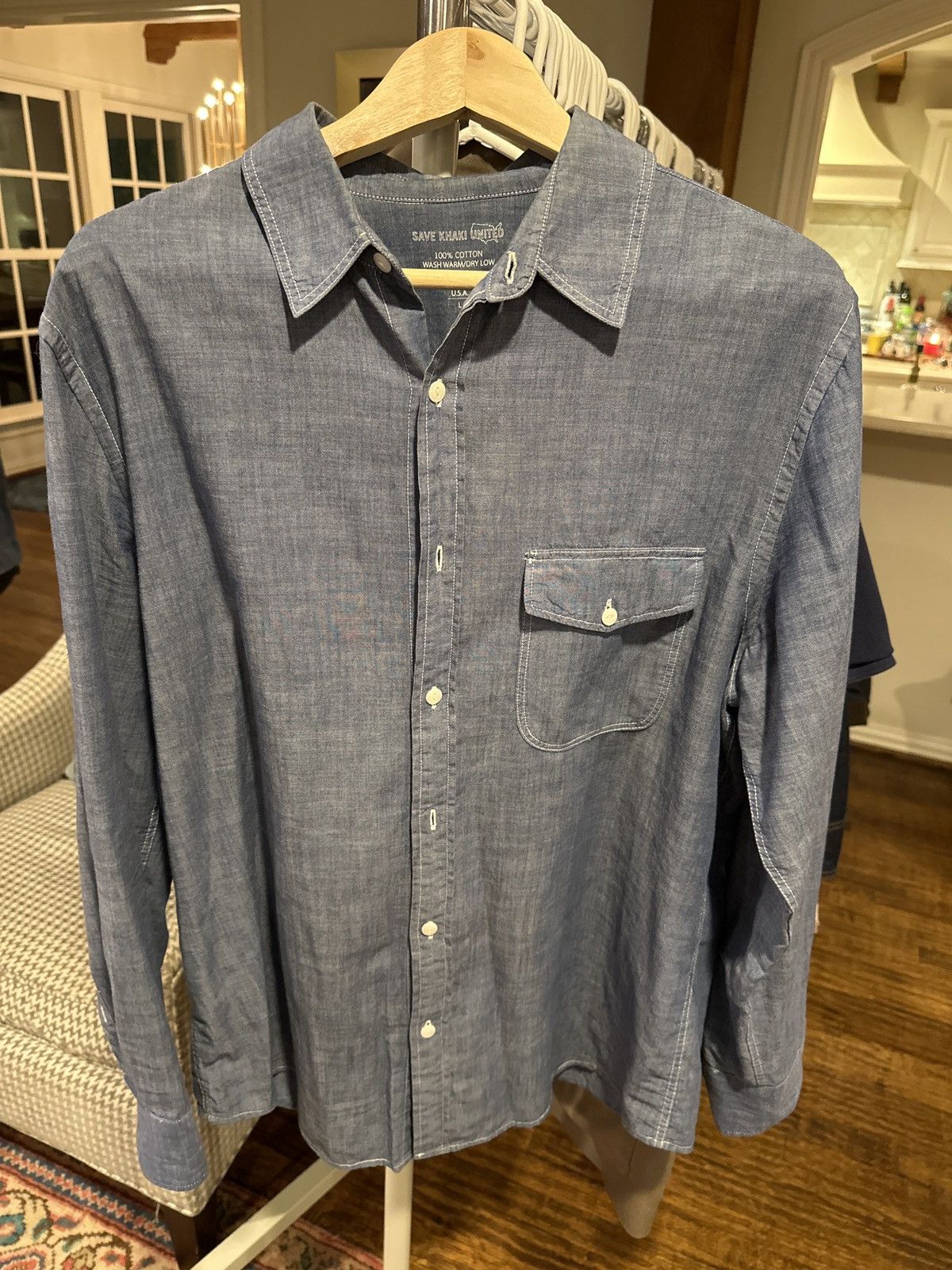 Save Khaki United Save Khaki denim chambray shirt large Size US L / EU 52-54 / 3 - 1 Thumbnail