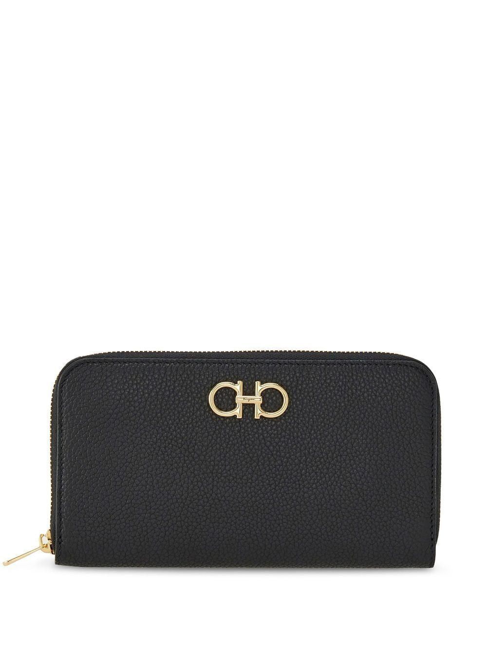 image of Salvatore Ferragamo Ferragamo Gancini Wallet in Black, Women's
