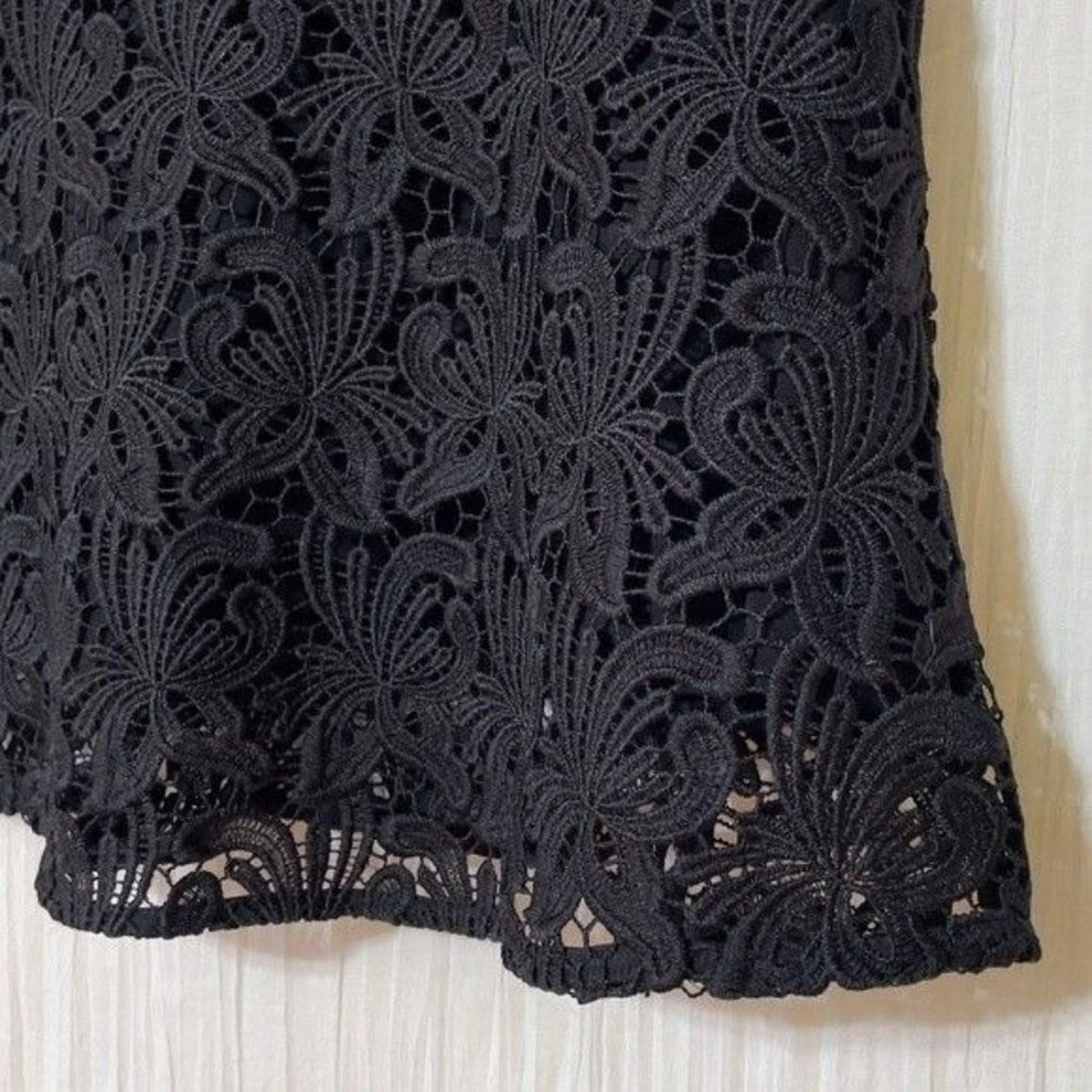 Loft Loft Womens Black Floral Crochet A-Line Mini Skirt XXS Size 26" / US 2 / IT 38 - 2 Thumbnail