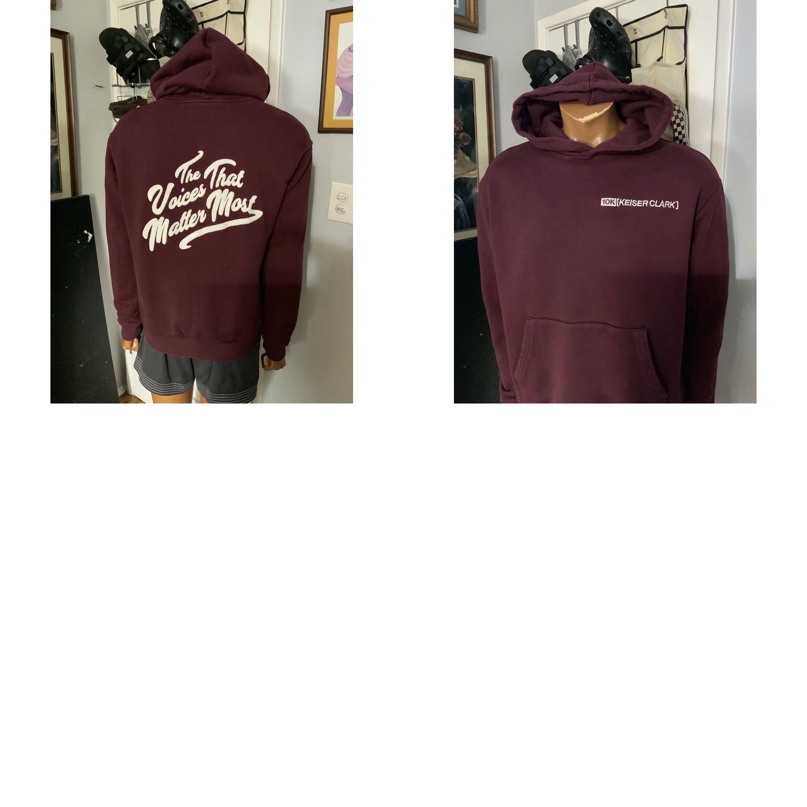 Keiser Clark VINTAGE Keiser Clark X 10K Projects TenThousand Records Voices Terry Fleece Hoodie Sz. M Burgundy Mens Pullover Knit Fleece Hoodie Sizing M Size US M / EU 48-50 / 2 - 8 Thumbnail