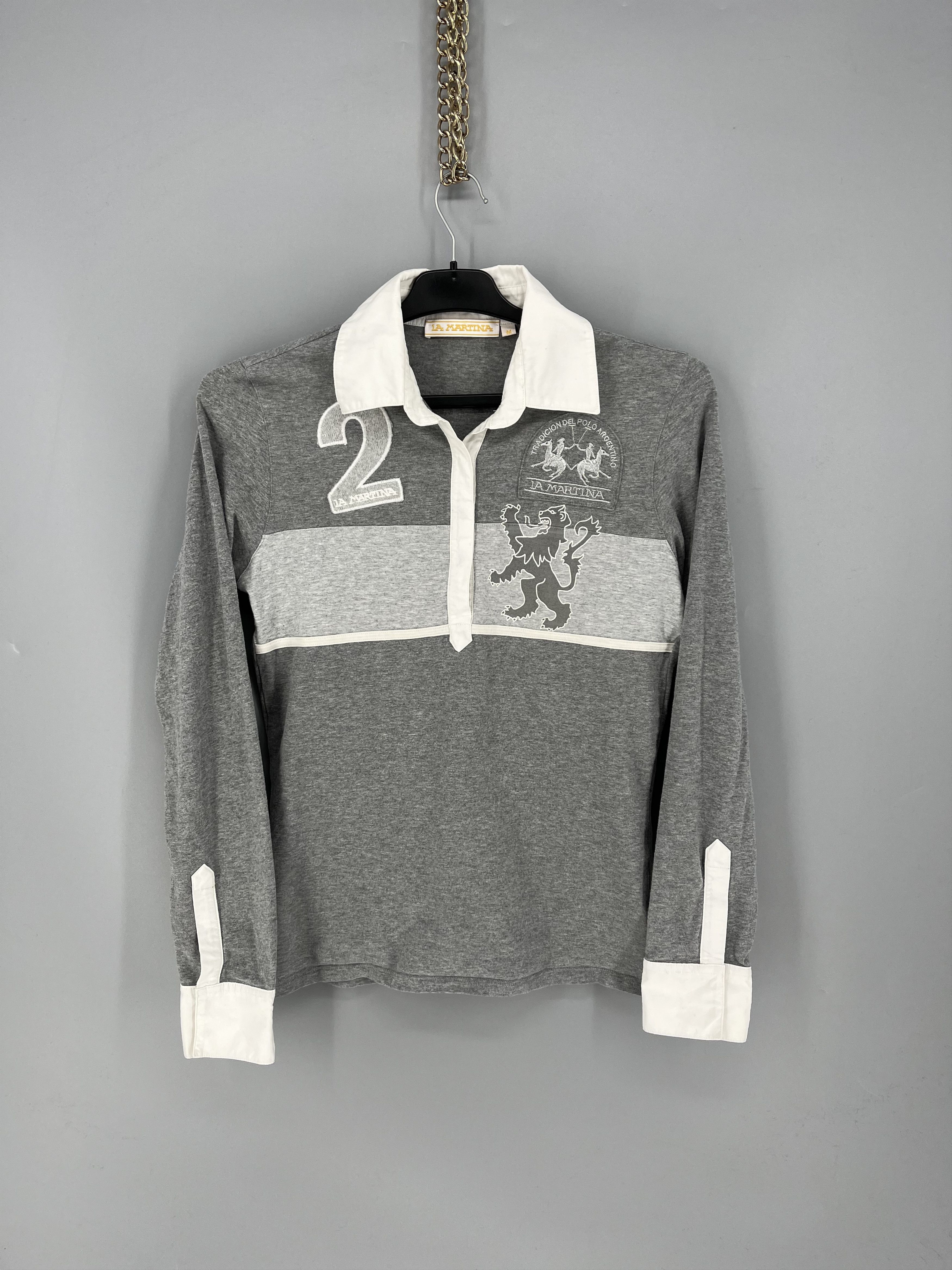 La Martina VTG La Martina Saddlery Gray Long Sleeve Polo Shirt Size M Size M / US 6-8 / IT 42-44 - 1 Thumbnail