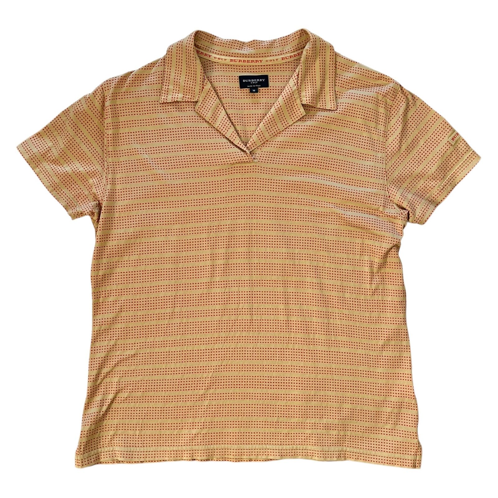 Burberry × Vintage Burberry Golf Vintage Camel Cotton Red Stripe Polo T-Shirt Size M / US 6-8 / IT 42-44 - 2 Thumbnail