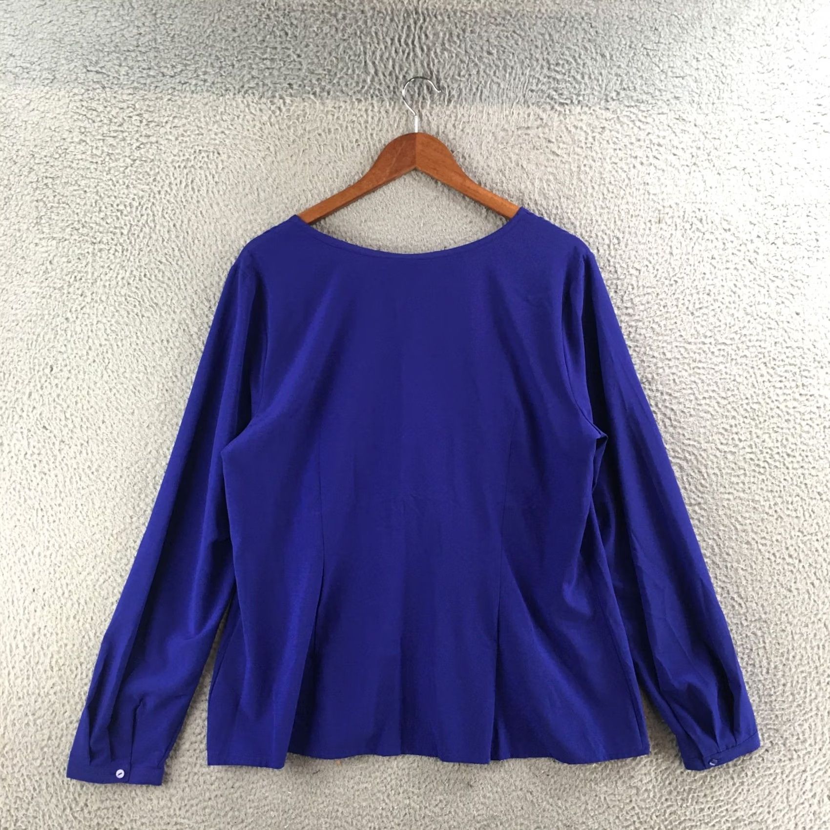 Worthington Worthington Blouse Womens XL Blue Button Front Long Sleeve V Neck Casual Top NEW Size XL / US 12-14 / IT 48-50 - 7 Thumbnail