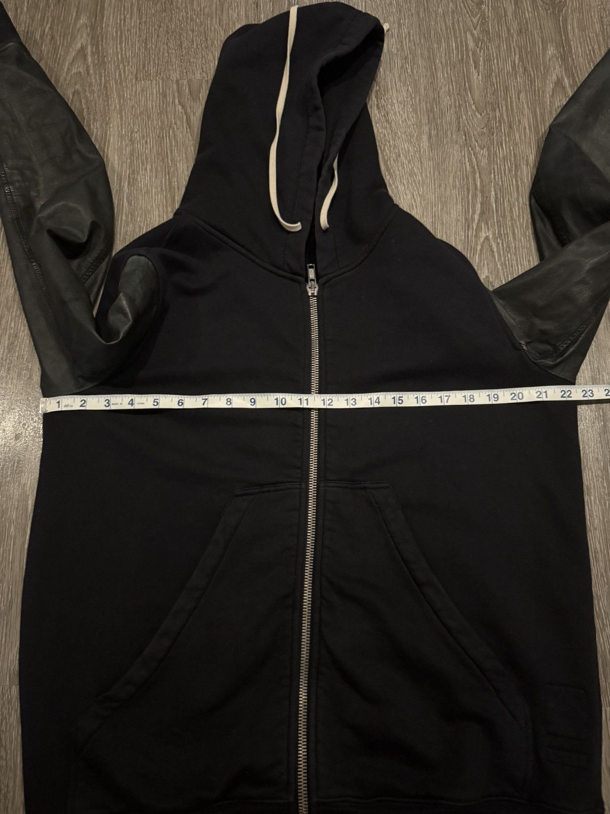 Rick Owens × Rick Owens Drkshdw Rick Owens 2013 Leather Sleeve Zip Hoodie DRKSHDW Medium Size US M / EU 48-50 / 2 - 6 Thumbnail