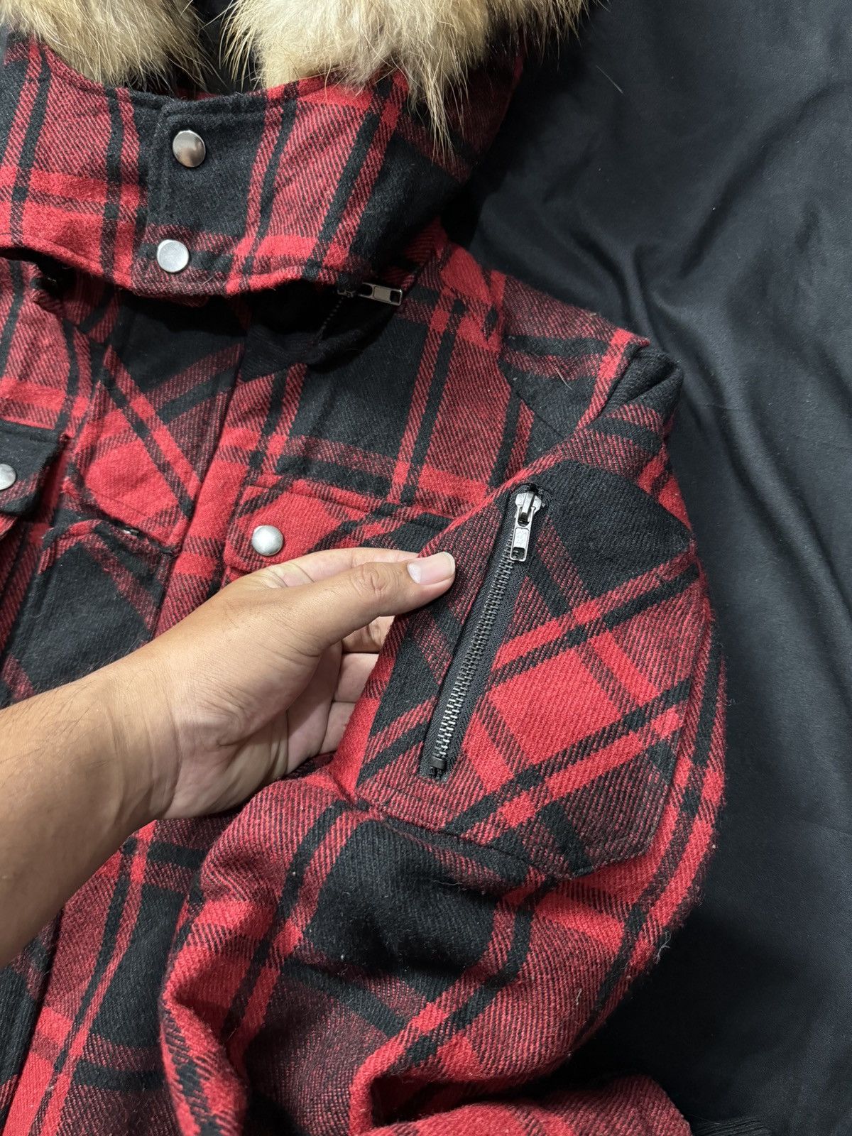 Hysteric Glamour Faux Fur Plaid MultiPocket Jacket Hoodie Removable Size US M / EU 48-50 / 2 - 6 Thumbnail