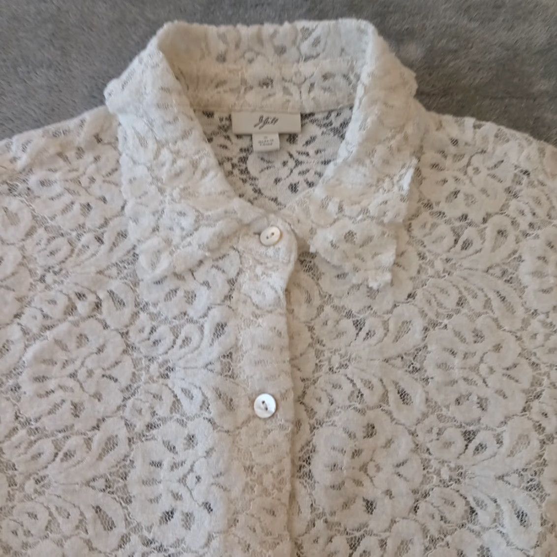 J. Jill J. Jill Shirt Womens S Ivory Floral Lace Long Sleeve Button Up Sheer Size S / US 4 / IT 40 - 3 Thumbnail