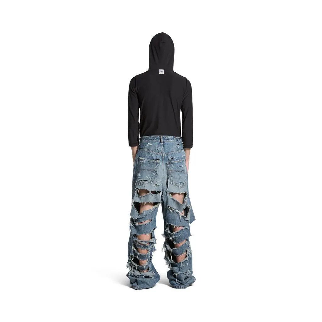 Balenciaga o1w1db10525 Super Destroyed Baggy Jeans Pant in Blue Size US 32 / EU 48 - 6 Thumbnail