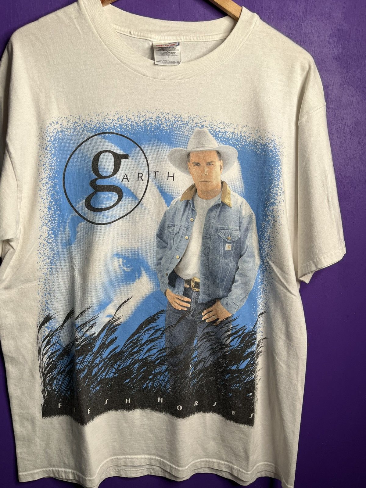 Band Tees × Vintage Vintage 90s Garth brooks fresh horses world tour tee Size US L / EU 52-54 / 3 - 3 Thumbnail