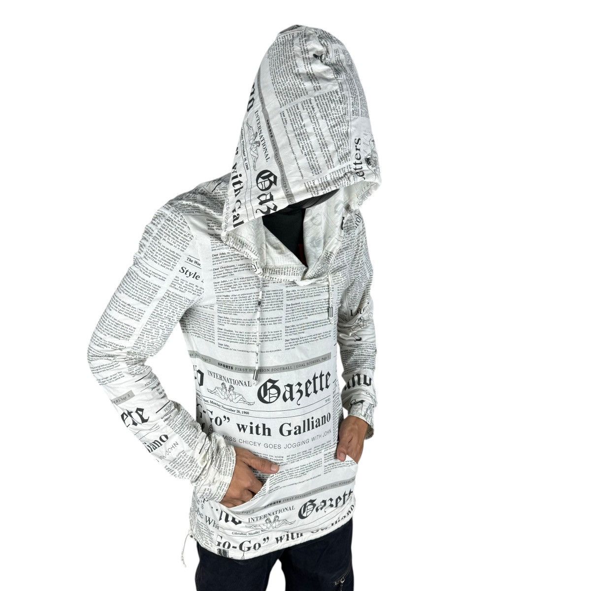 John Galliano 🌟JOHN GALLIANO HOODIE GAZETTE NEWSPAPER SWEATER Size US XS / EU 42 / 0 - 2 Thumbnail