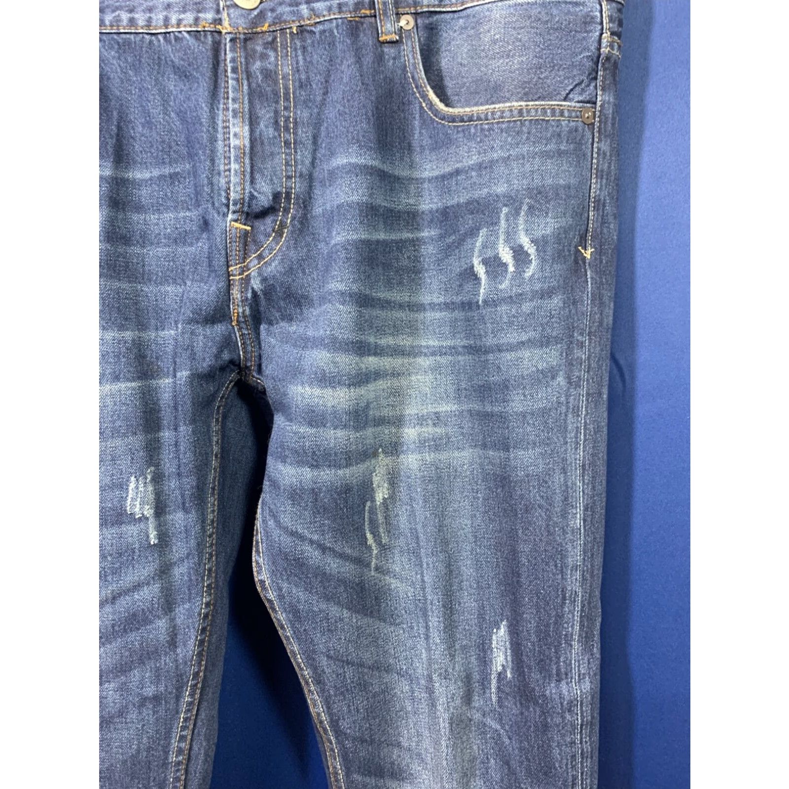 Firetrap VINTAGE Firetrap Distressed Button Fly Jeans 38x33 Blue Straight Leg Mens Size US 38 / EU 54 - 3 Thumbnail