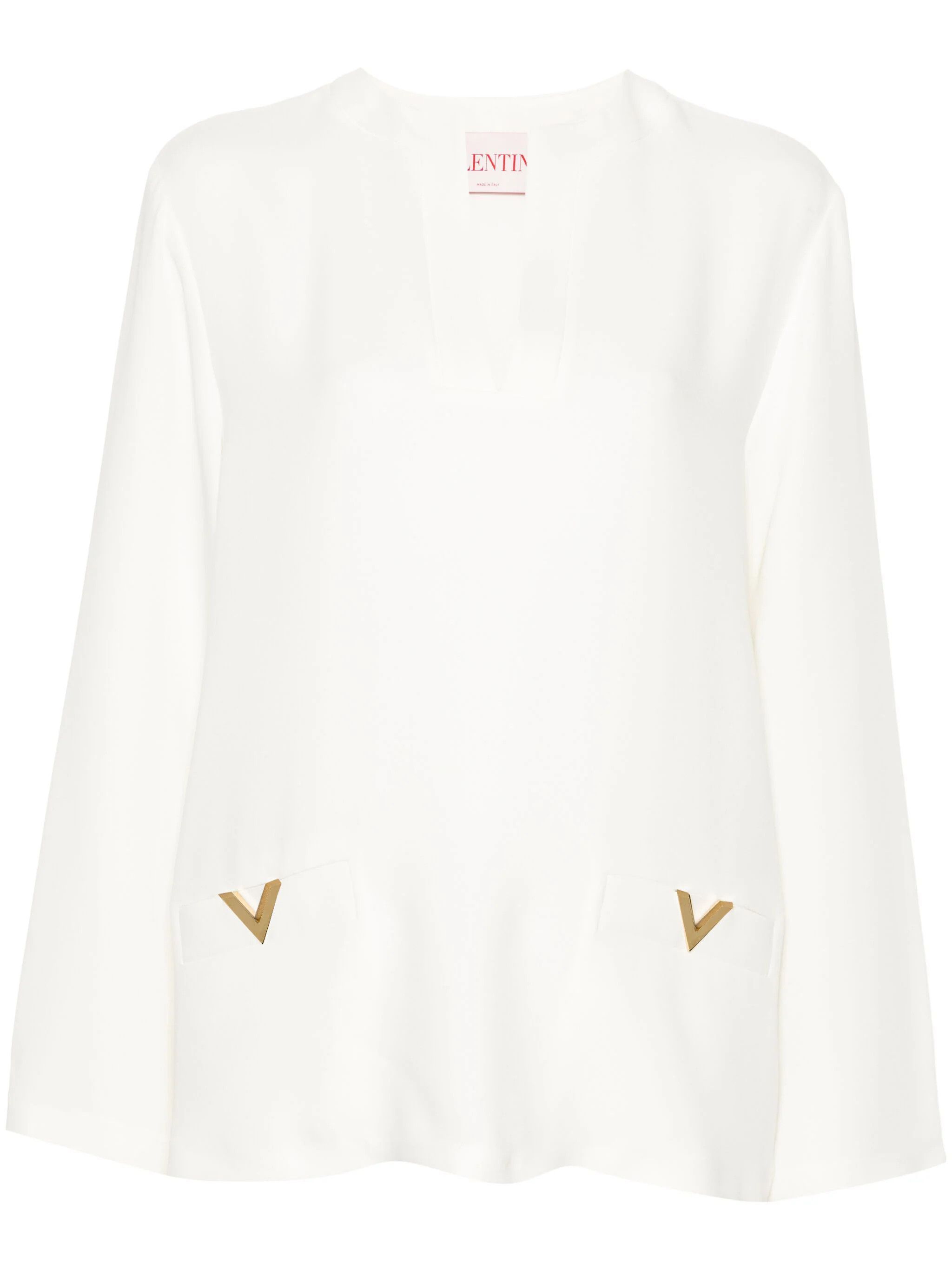 Valentino o1s22i1n0924 Cady Couture Crepe Blouses in White Size S / US 4 / IT 40 - 1 Thumbnail