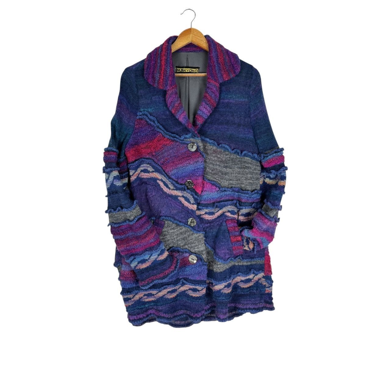 Japanese Brand ☀️M & KYOKO PATCHWORK KNITWEAR WOMEN JACKET LIKE KAPITAL Size M / US 6-8 / IT 42-44 - 2 Thumbnail