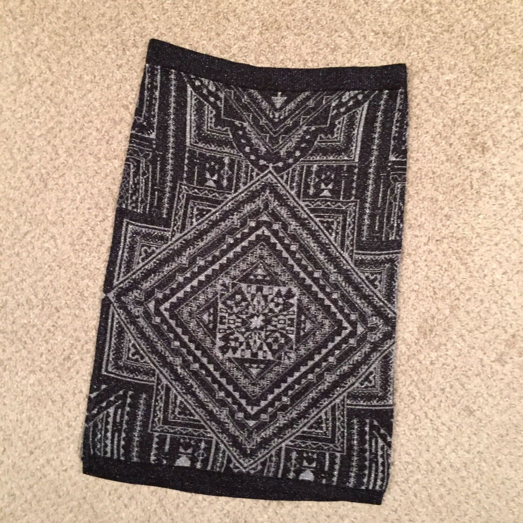 Vintage VINTAGE Cato Pencil Skirt Medium Midi Unlined Pull On Black Geometric Size 32" / US 10 / IT 46 - 2 Thumbnail