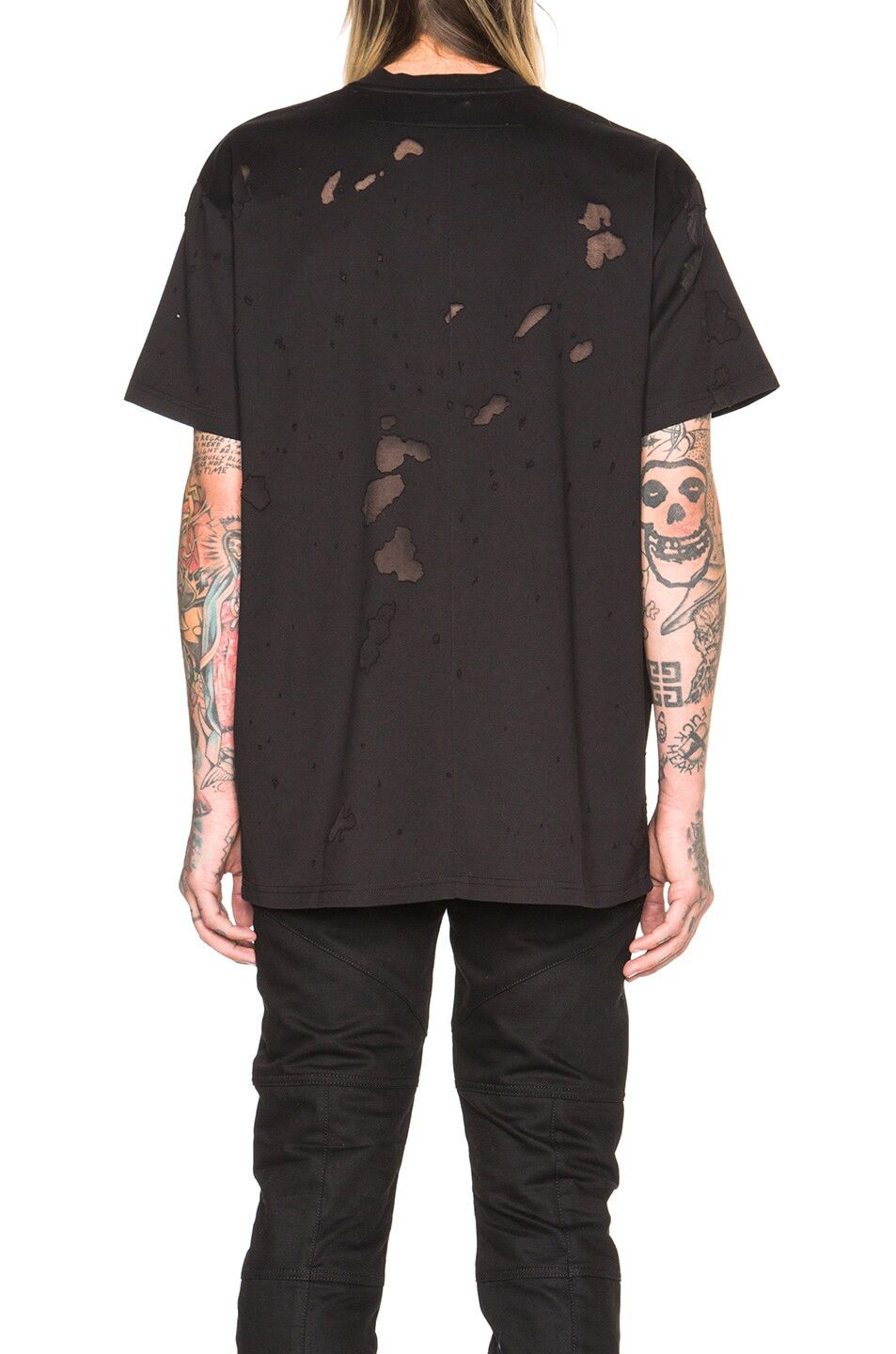 Givenchy Black Destroyed Logo Oversized T-Shirt Size US L / EU 52-54 / 3 - 6 Thumbnail