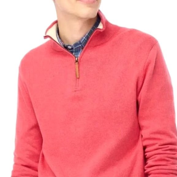 J.Crew J.Crew Half-Zip Sweater Men M Pink Pullover Cotton Ribbed Trim Long Sleeve BF091 Size US M / EU 48-50 / 2 - 2 Thumbnail