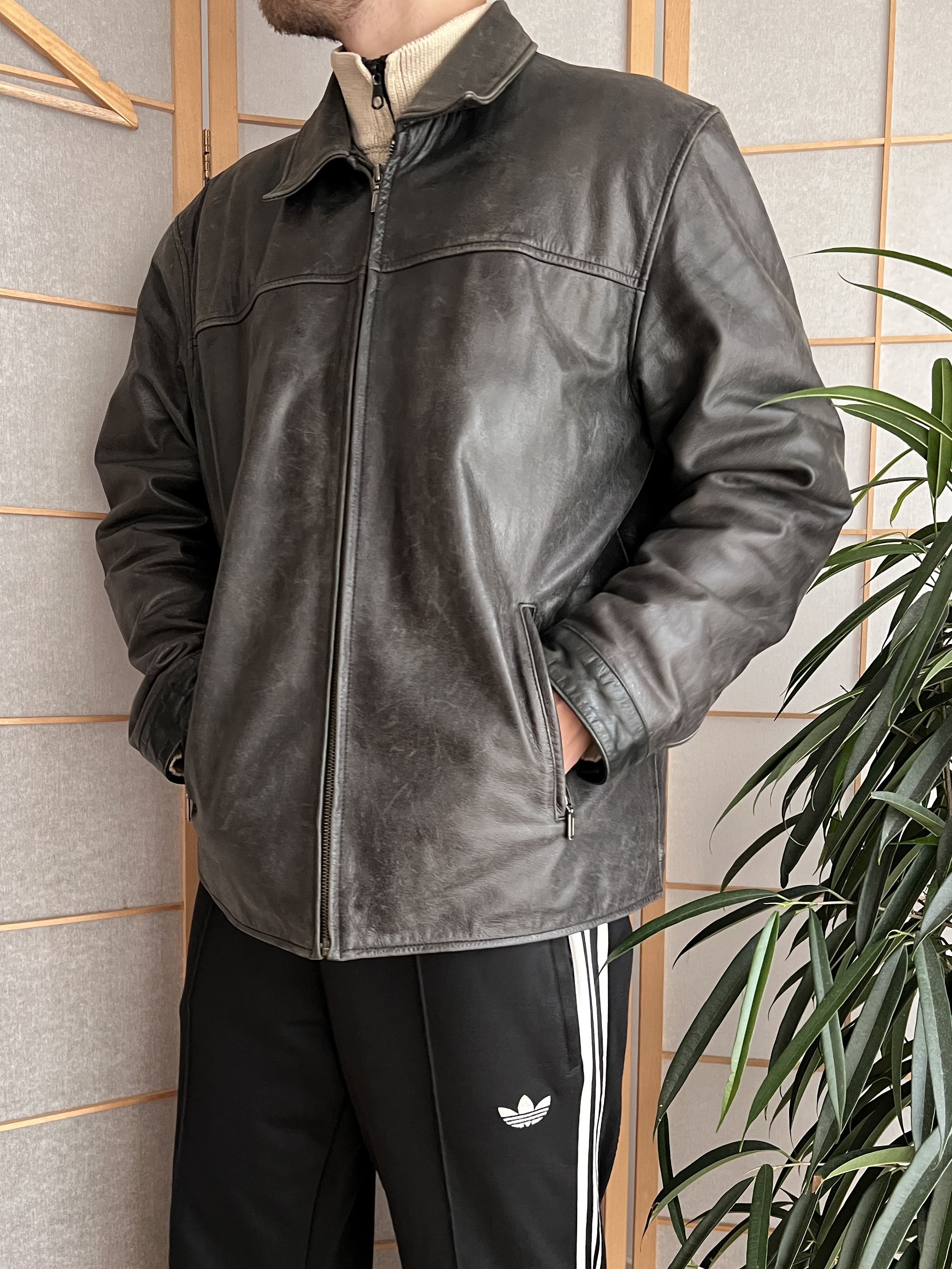 If Six Was Nine Vintage 90s Faded Leather coat hard jacket baggy y2k opium Size US L / EU 52-54 / 3 - 18 Thumbnail