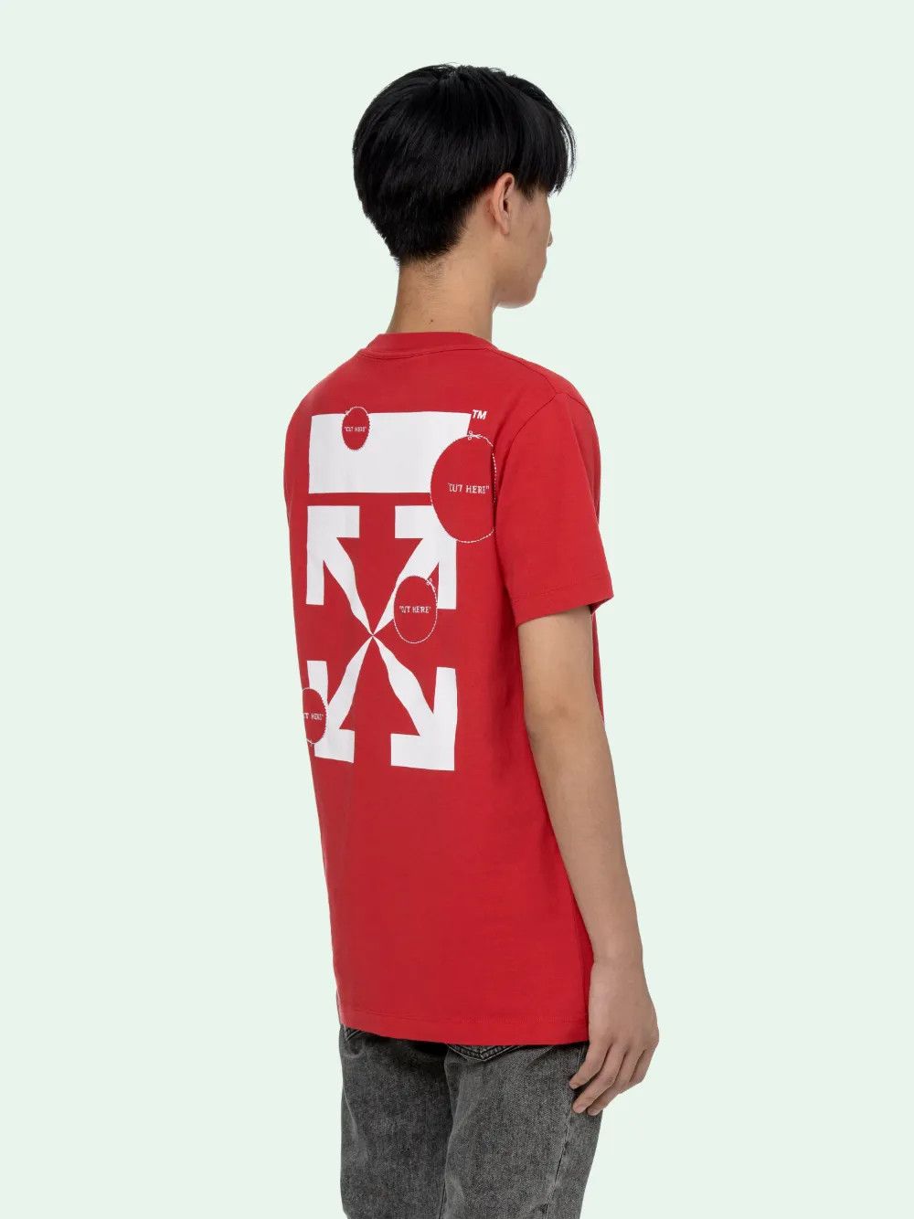 Off-White Red Cut Here Arrows Logo T-Shirt Size XS / US 0-2 / IT 36-38 - 3 Thumbnail