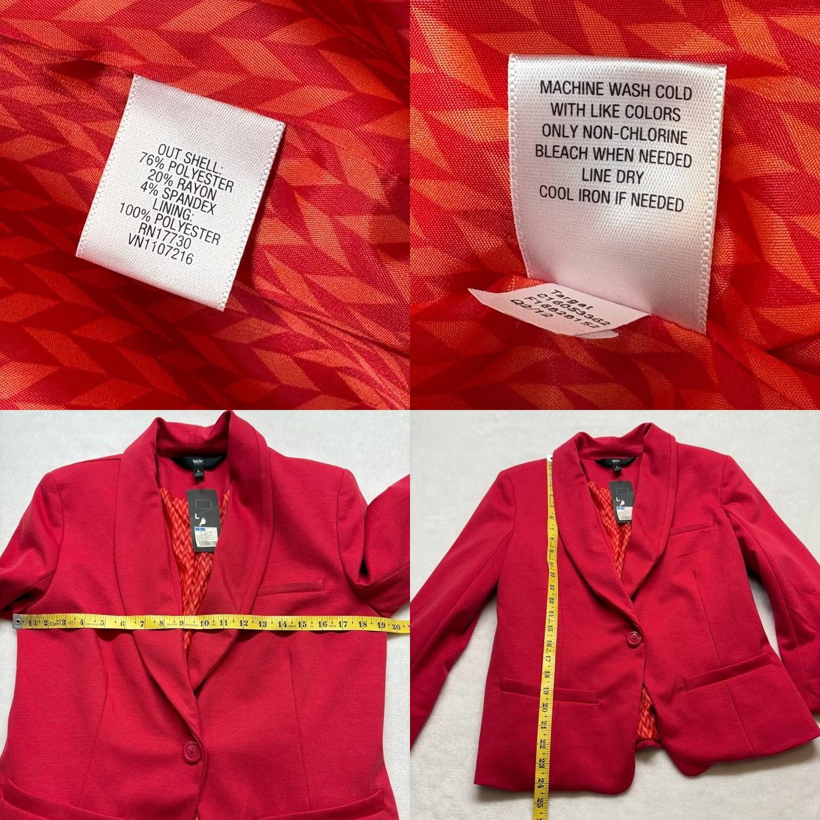 Mossimo Mossimo Blazer Red Knit One Button NWT Size L Women Vintage: No? Size L / US 10 / IT 46 - 8 Thumbnail