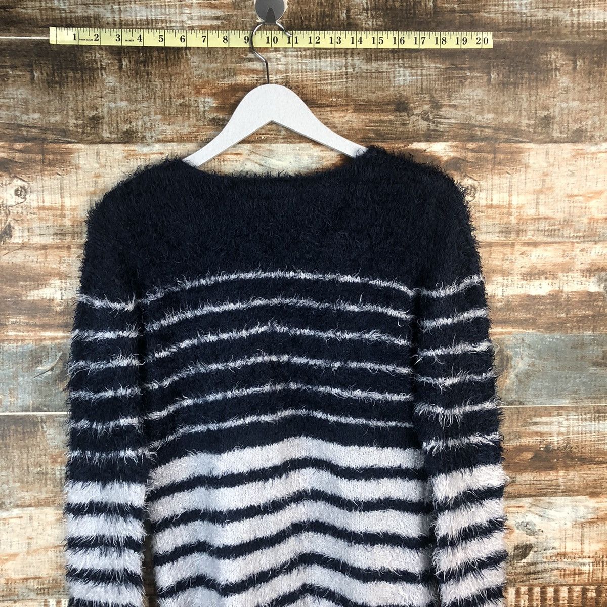 Homespun Knitwear DL Enjoliver Blue Stripe Mohair shaggy Knitwear #C029 Size US M / EU 48-50 / 2 - 12 Thumbnail