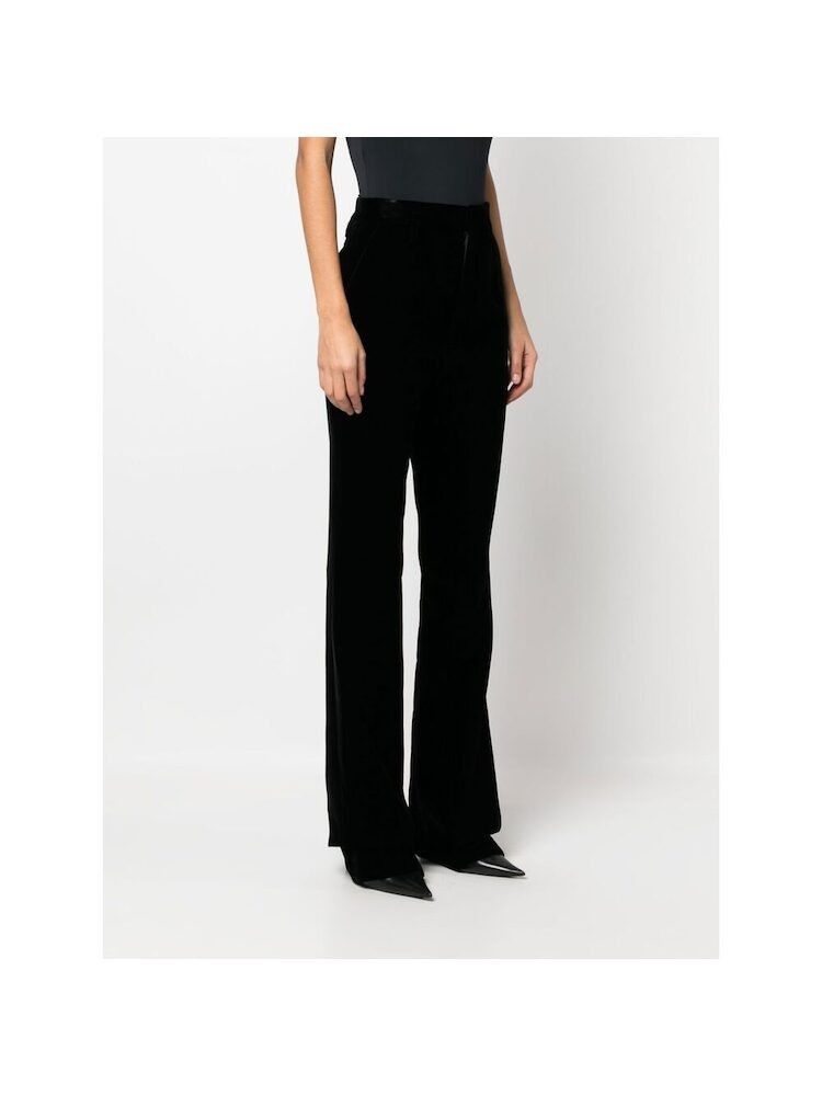 Saint Laurent Paris o1s1wg111124 High-Waisted Pants in Velvet in Black Size 28" / US 6 / IT 42 - 3 Thumbnail