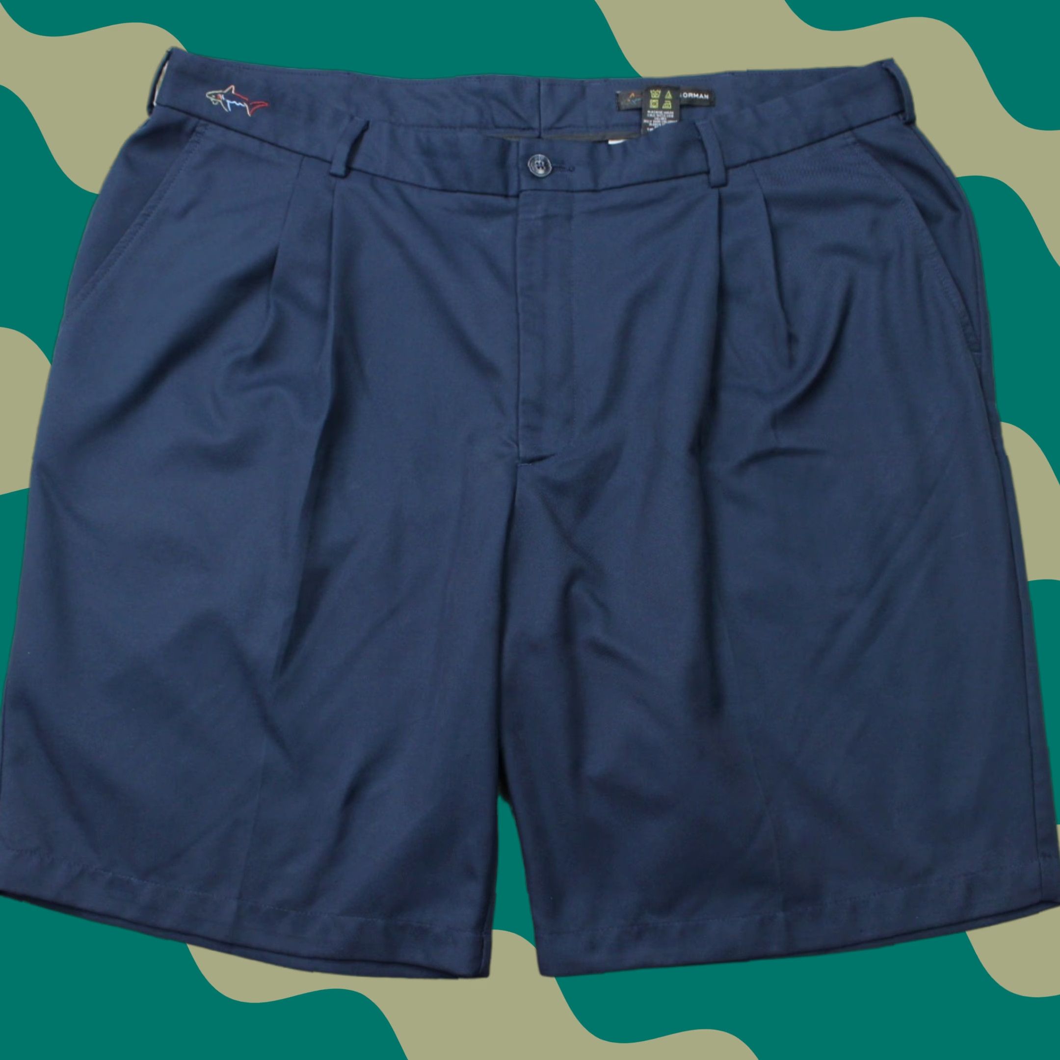 Vintage Greg Norman Short Mens 40 Blue Pleated 100% Polyester Chino Athletic Pants Clothing Downshifted? Size US 40 / EU 56 - 1 Thumbnail