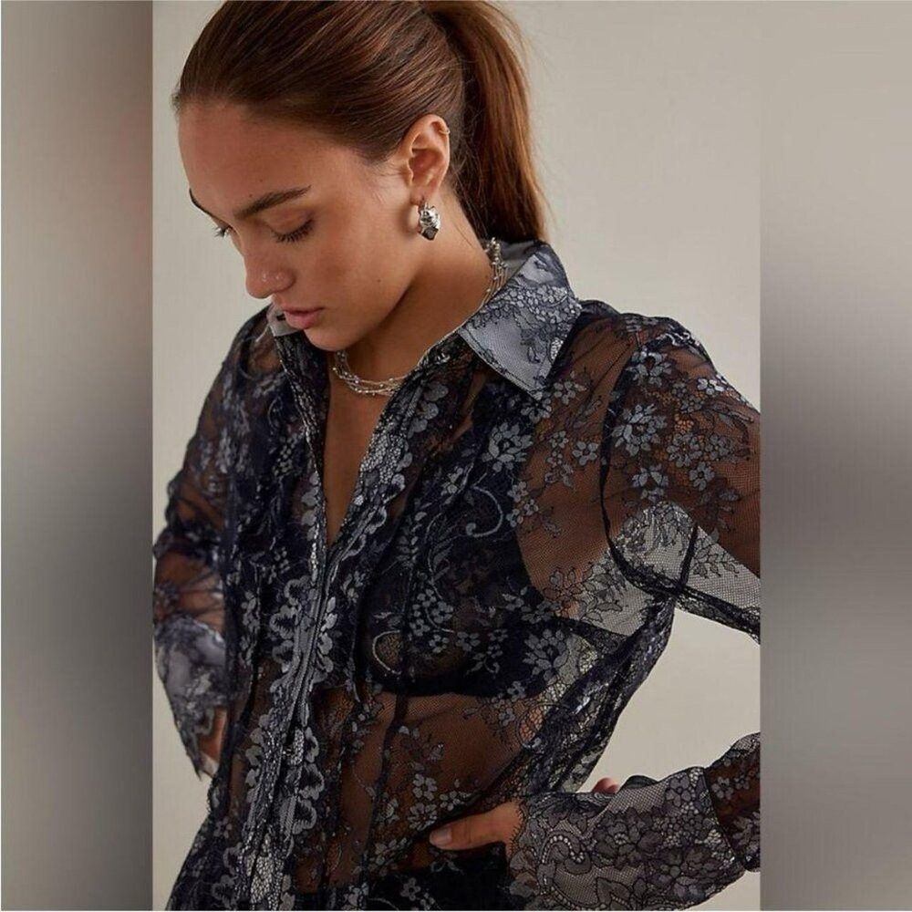 Anthropologie NWT New $130 Anthropologie Maeve Lace Long Sleeve Blouse S Size S / US 4 / IT 40 - 2 Thumbnail
