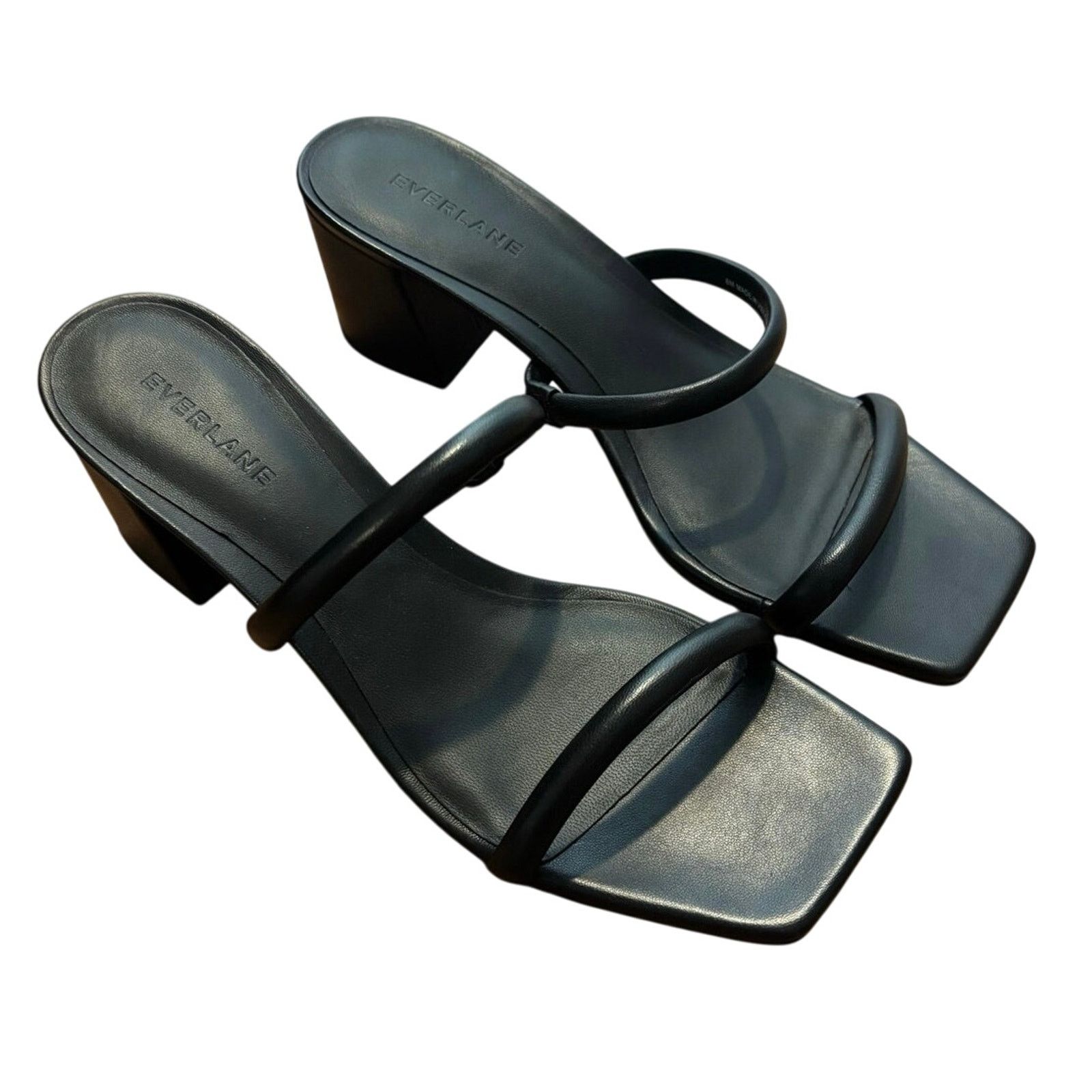 Everlane NEW Everlane The Double Strap Heel In Black Leather Size 8 Size US 8 / IT 38 - 4 Thumbnail