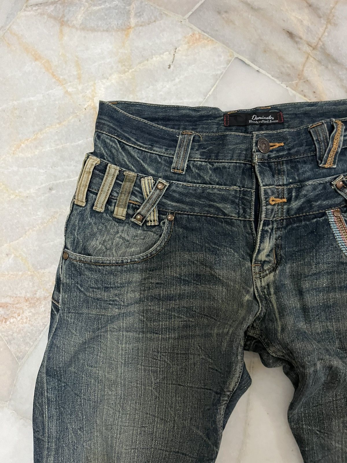 Japanese Brand DOUBLE WAIST DOMINATE HANDCRAFTED DISTRESED DENIM Size US 32 / EU 48 - 4 Thumbnail