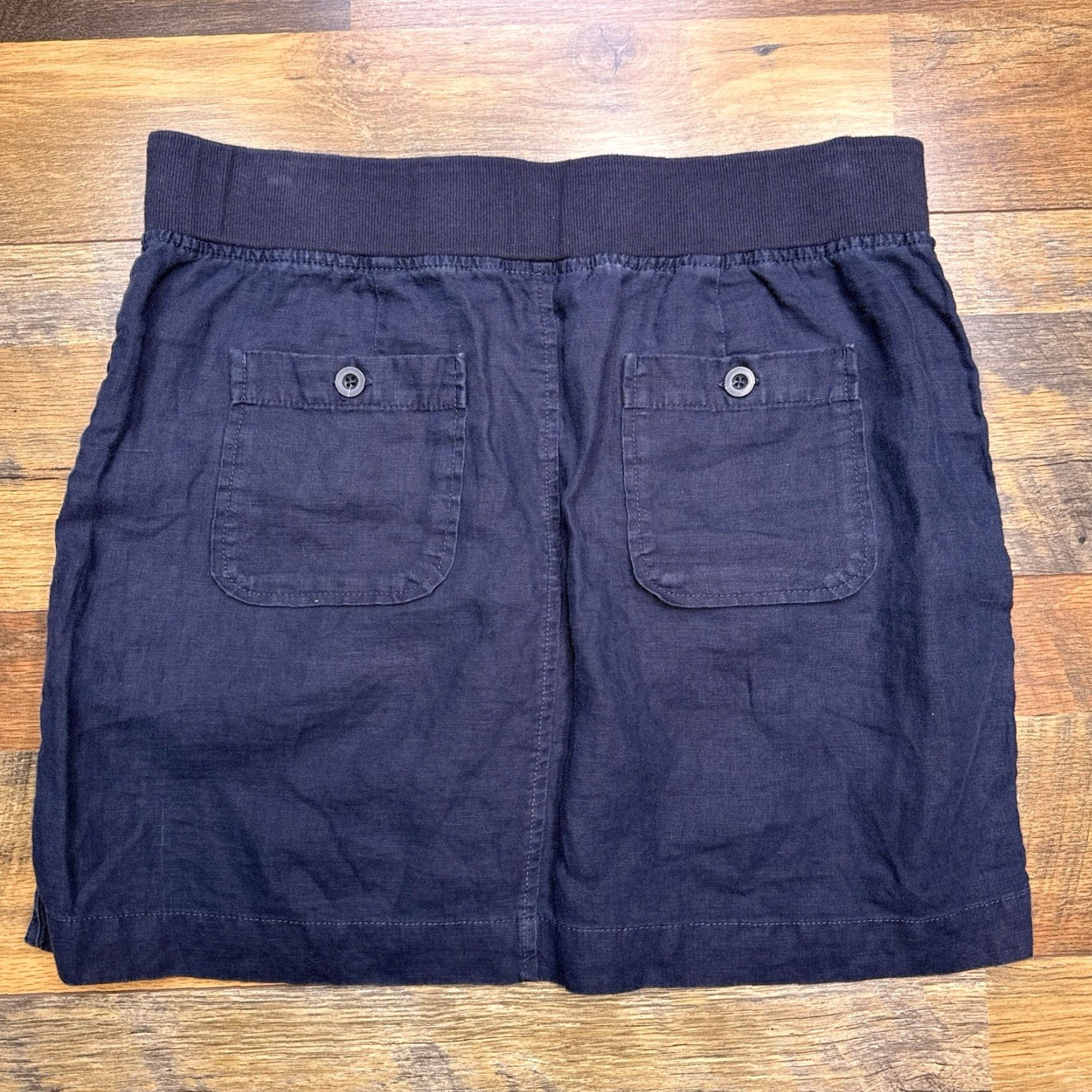 Athleta Athleta Skirt Womens 6 Mini Linen Blue Drawstring Size 28" / US 6 / IT 42 - 2 Thumbnail