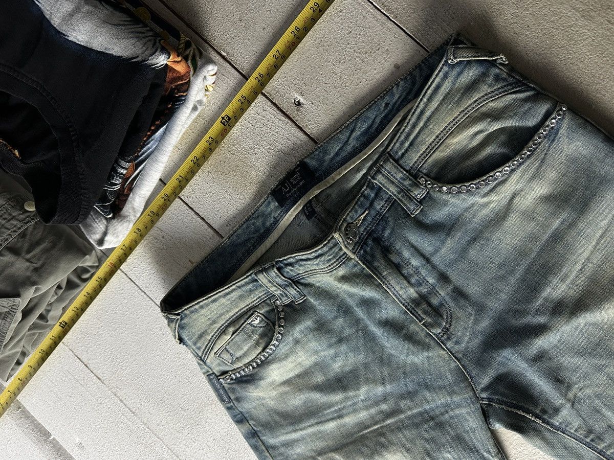 Armani 🚨 ARMANI JEANS WOMEN BLUE DENIM PANTS RINGSTONES Y2K Size 27" / US 4 / IT 40 - 2 Thumbnail