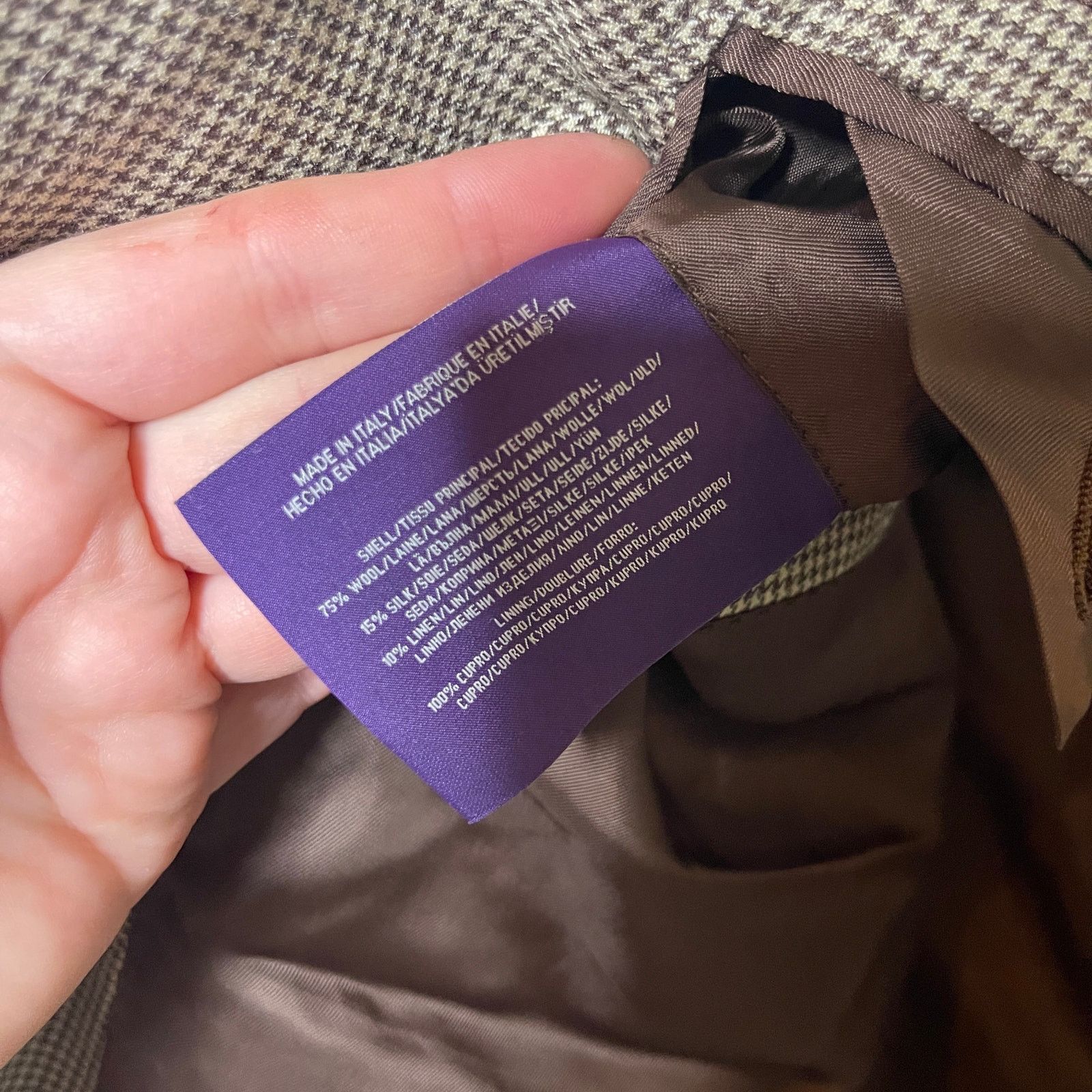 Ralph Lauren Purple Label Ralph Lauren Purple label Slim-Fit Blazer Brown Houdstooth Size 48R - 5 Thumbnail