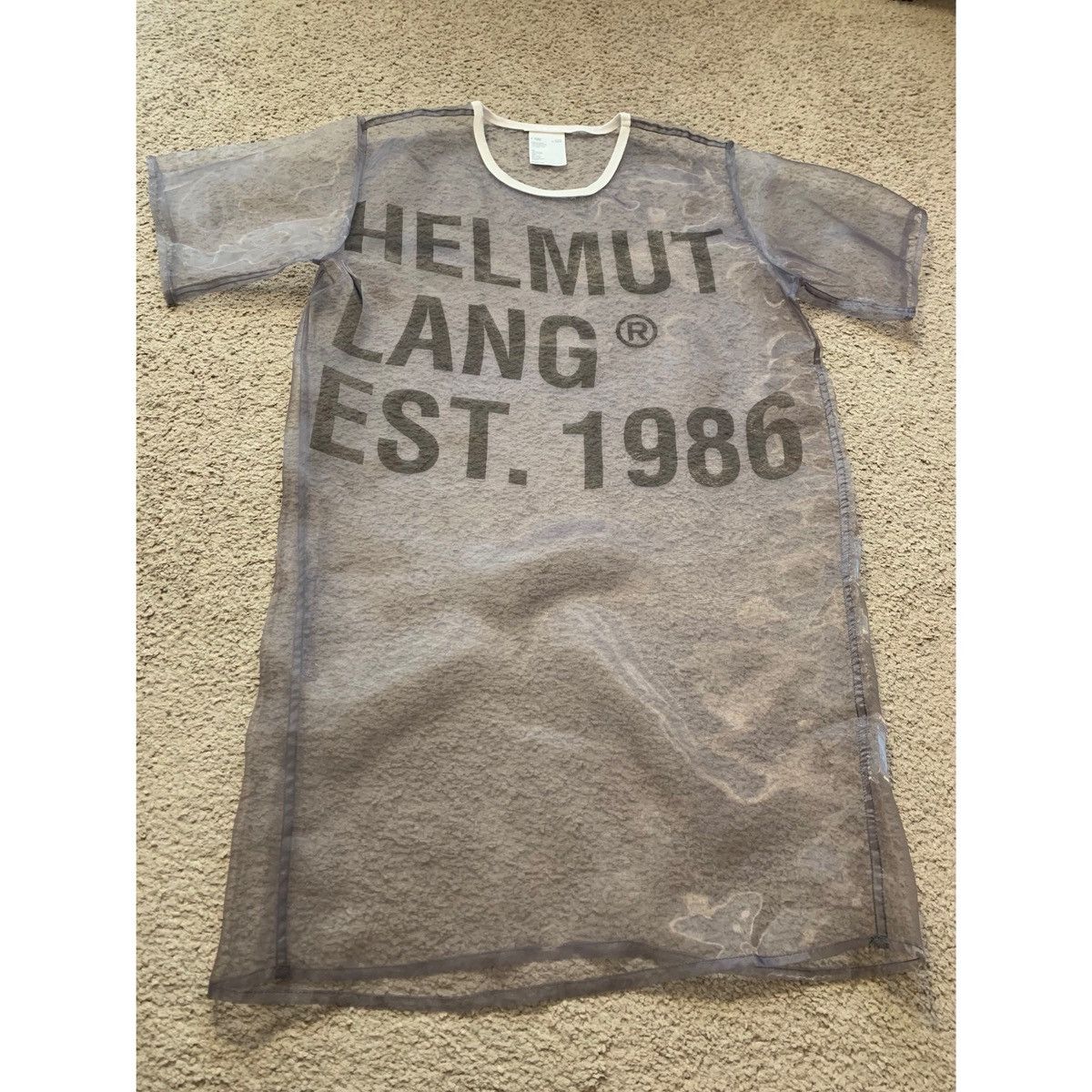 Helmut Lang HELMUT LANG SHEER LOGO T-SHIRT DRESS Size S / US 4 / IT 40 - 1 Thumbnail