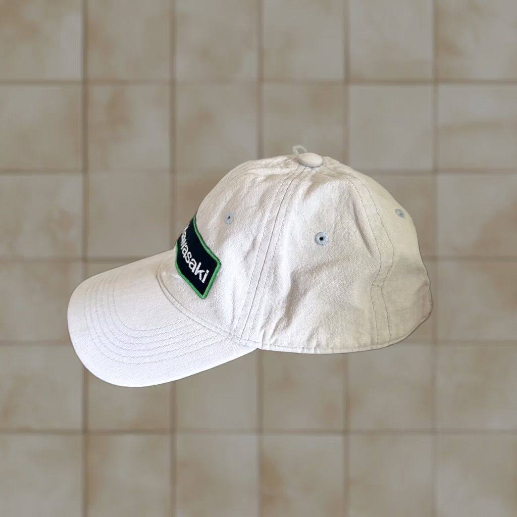 Vintage VINTAGE KAWASAKI Cap Hat Patch Gray Leather Strapback RACING Size ONE SIZE - 1 Thumbnail