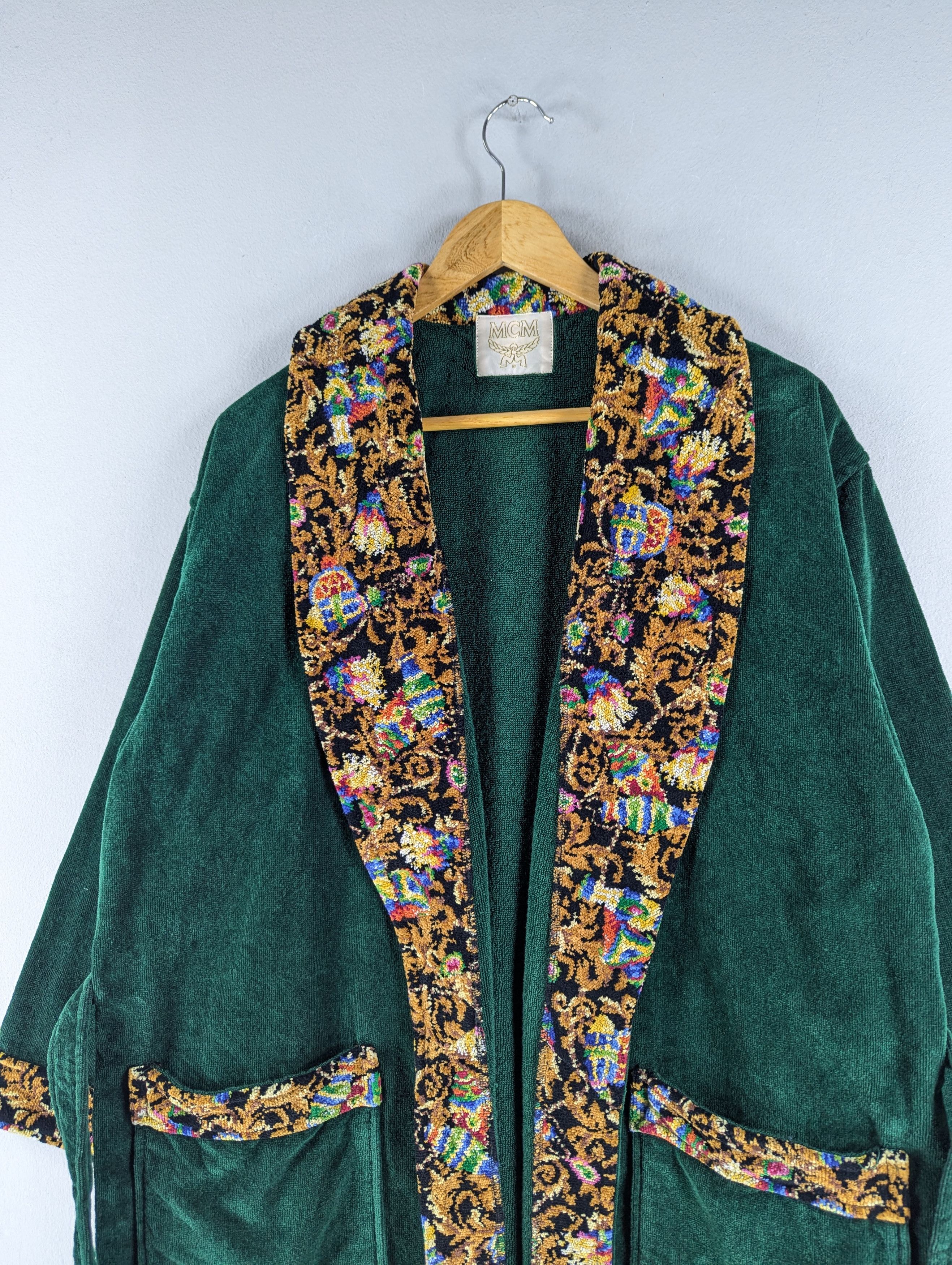 MCM Vintage MCM Velour Robe Green Gold Embroidery Logo Size US L / EU 52-54 / 3 - 4 Thumbnail