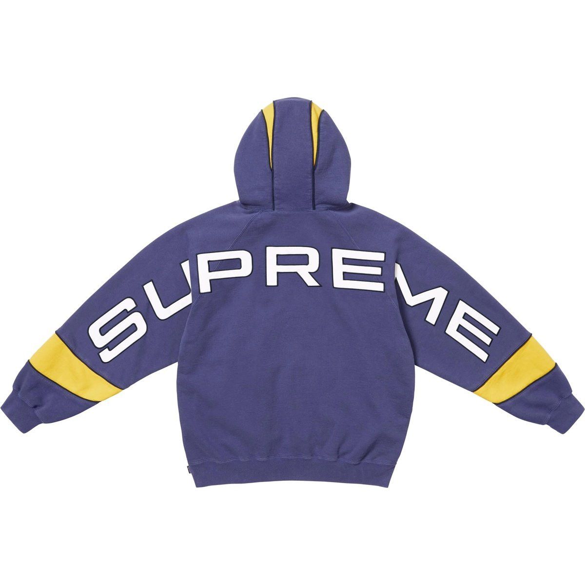 Supreme Paneled Hooded Fleece Sweatshirt Washed Navy Size US XL / EU 56 / 4 - 1 Thumbnail