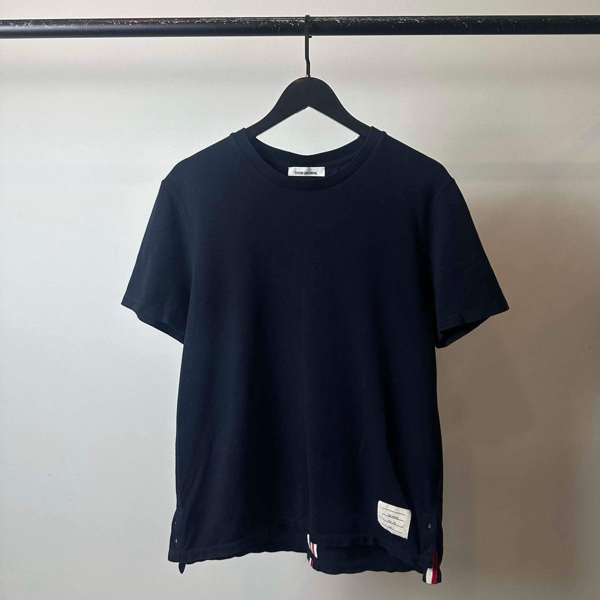Thom Browne THOM BROWNE BACK STRIPED NAVY T SHIRT Size US L / EU 52-54 / 3 - 1 Thumbnail