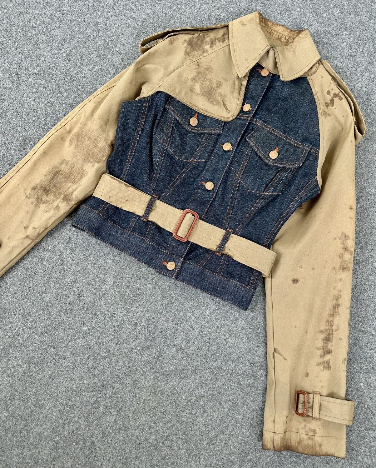 Jean Paul Gaultier - 90's Hybrid Belted Trench/Denim Jacket
